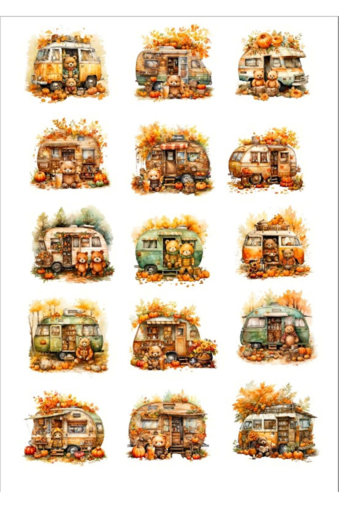 Sonbahar ve Karavan Sticker Set