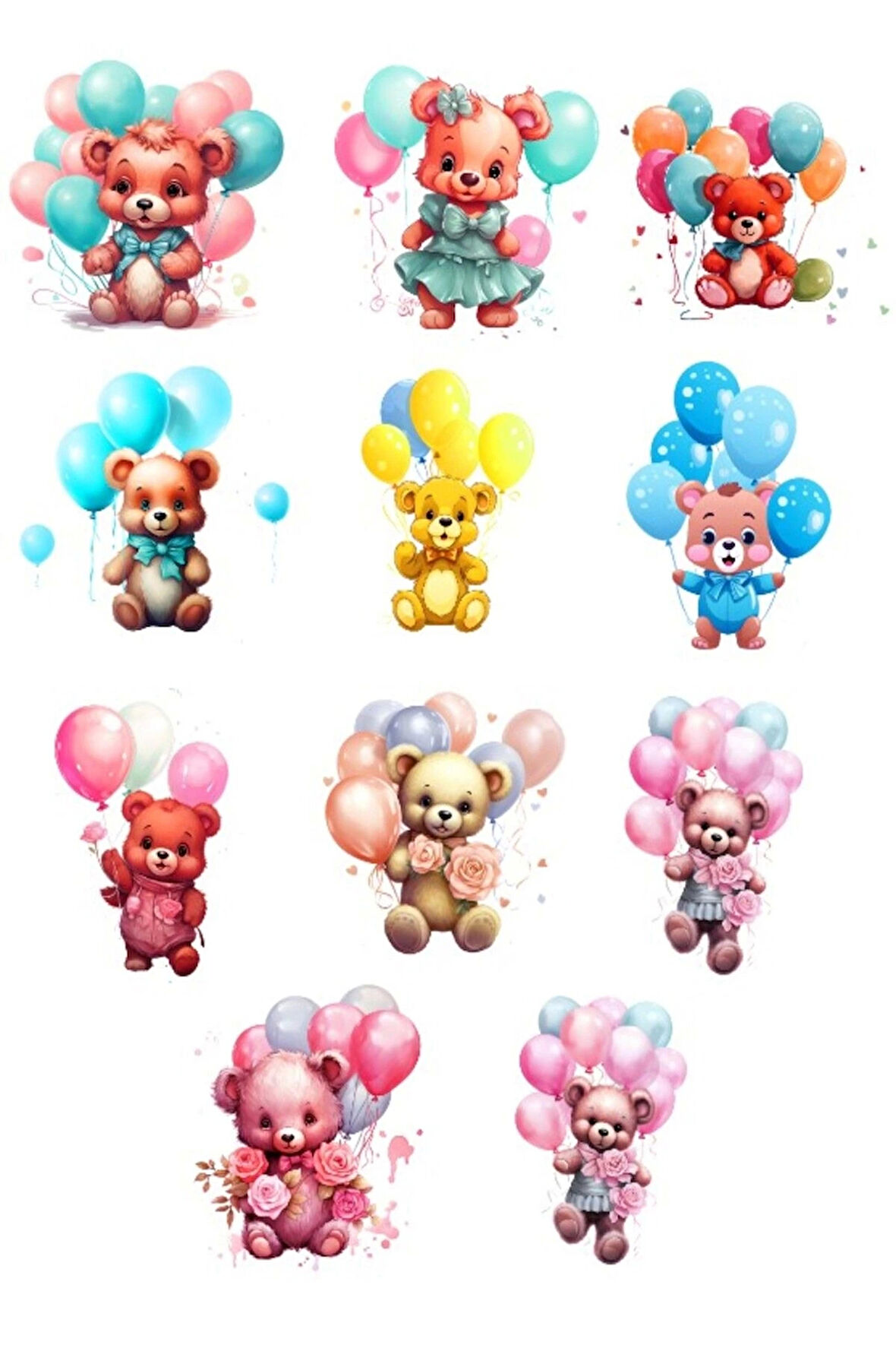 Balon ve Ayıcık Sticker Set