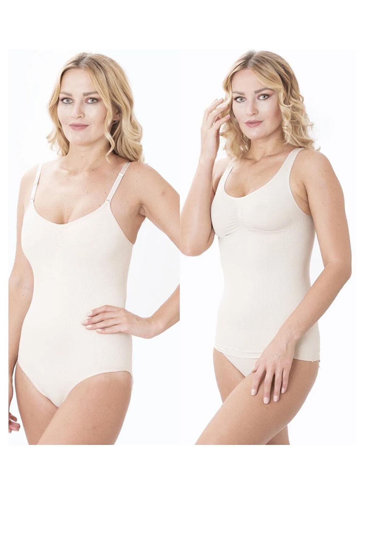 1 Beden Incelten Avantajlı 2li Paket Sıkılaştırıcı Toparlayıcı Çıtçıtlı Ve Atlet Korse Ten Renk