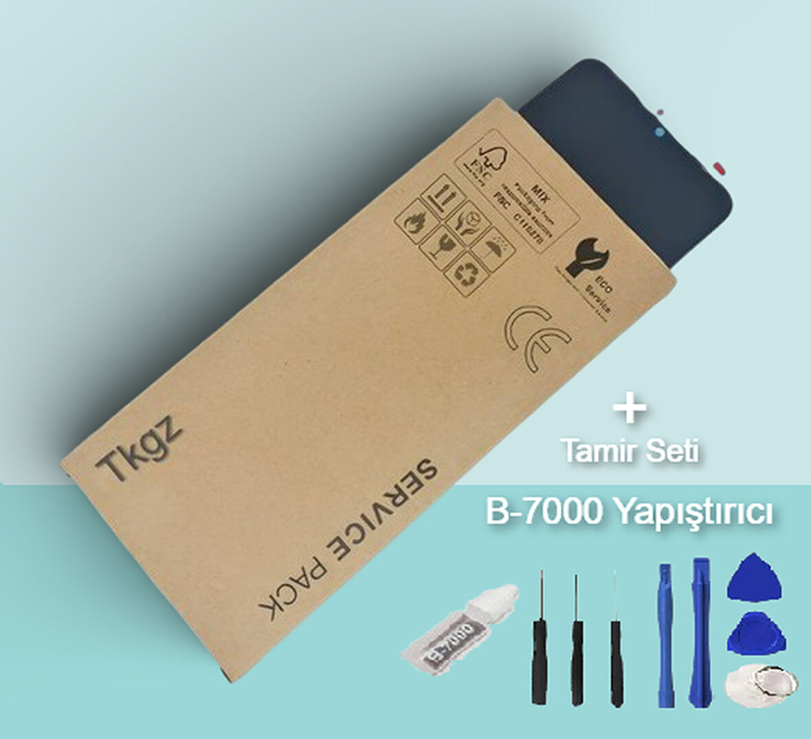 Tkgz - Oppo Reno 5 LİTE Uyumlu Lcd Ekran Dokunmatik SERVİCE - PACK + B-7000 + Montaj Seti