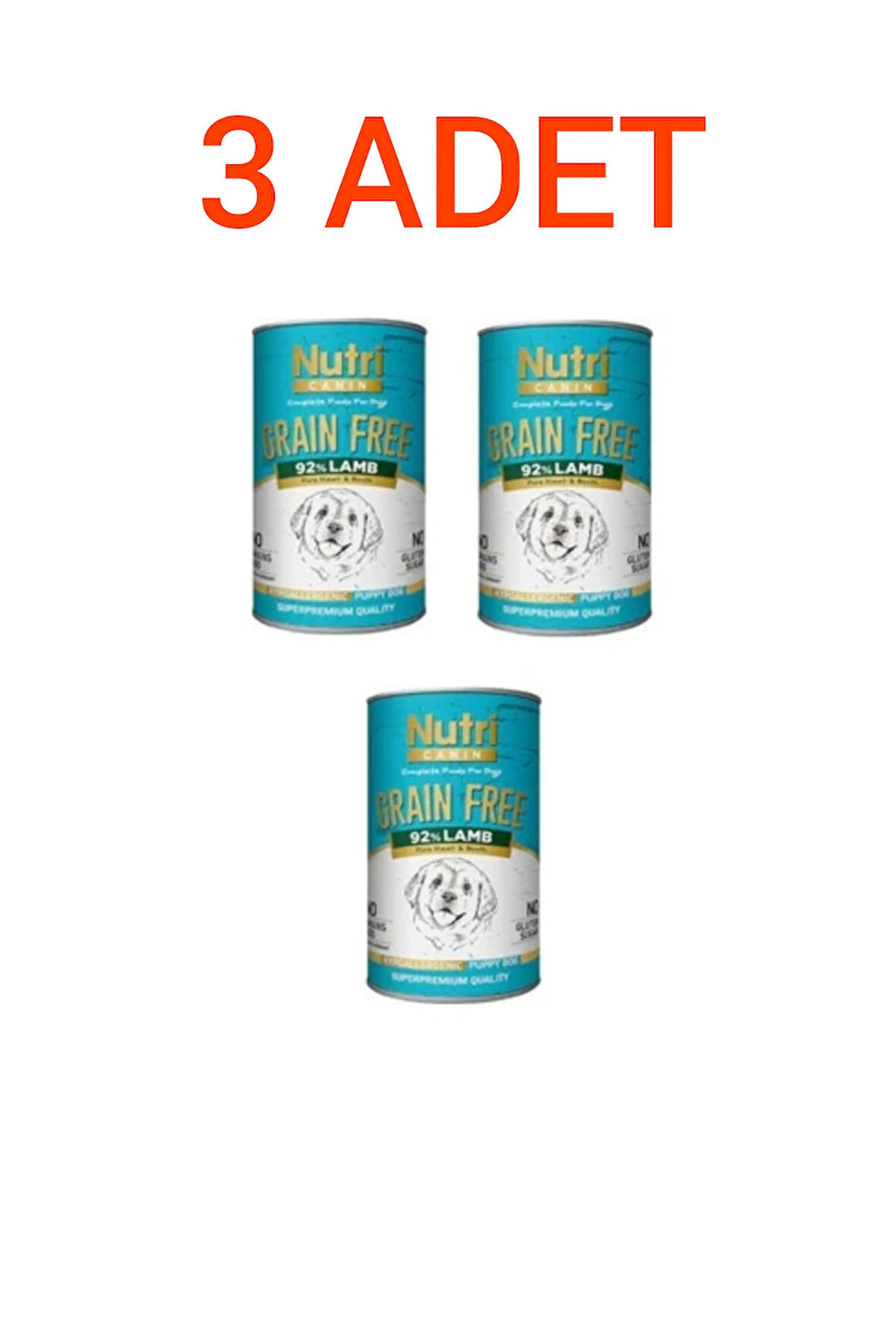 Nutri Canin TAHILSIZ KUZULU YAVRU KÖPEK KONSERVESİ 400GR. X3