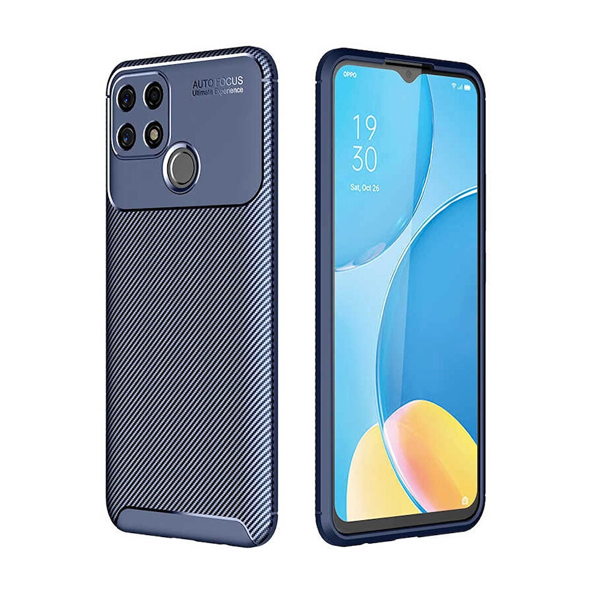 Oppo A15 Kılıf Lopard Kamera Korumalı Karbon Desenli Negro Kapak Orijinal Yüzey Kılıf