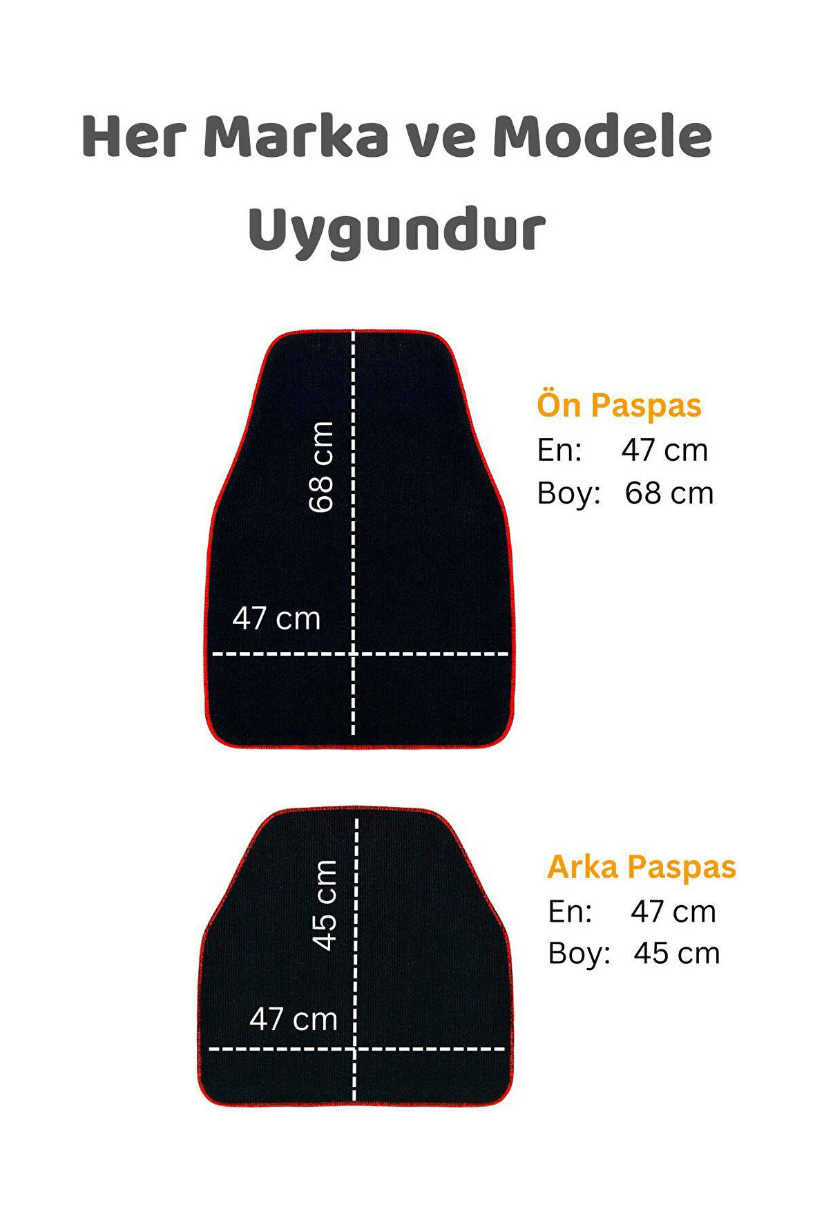 Oto Paspas Halı 5'Li Set Her Araca Uygun Uzun Süre Dayanıklı Çift Taraflı Kullanım Siyah Renk
