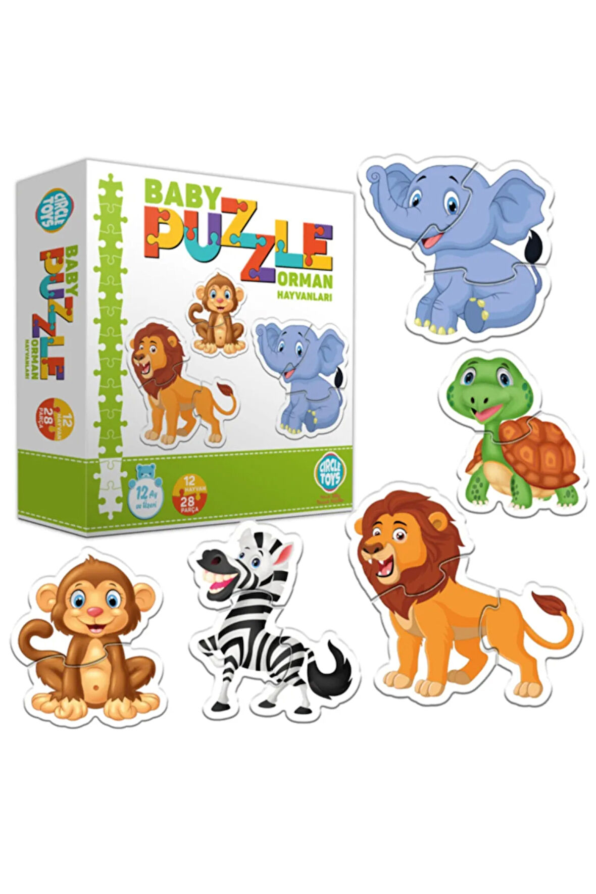 Bebek Için Eğitici Orman Hayvanları Puzzle Baby Puzzle Eğitici Yapboz 12 Hayvan