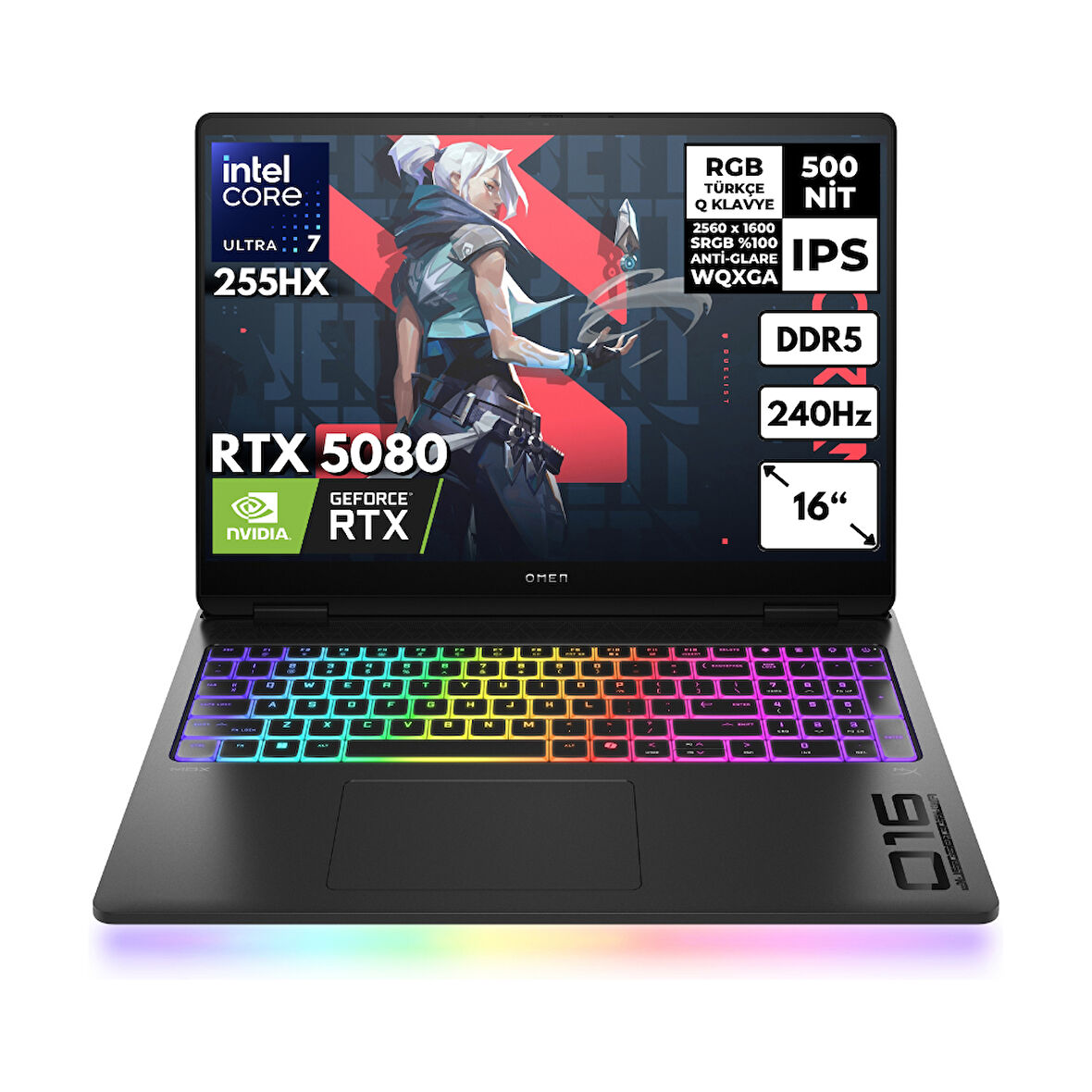 HP Omen Max 16-AH0014NT Ultra 7-255HX 16-GBDDR5 512 GBSSD RTX5080 (16GB-GDDR7) 16" 240Hz 2K WQXGA Windows 11 Home Gaming Notebook B8SQ9EAHMF57