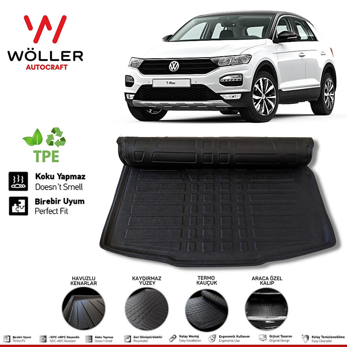 Vw T Roc Bagaj Havuzu 2016 Sonrası 3D Wöller Ultraflex Esnek