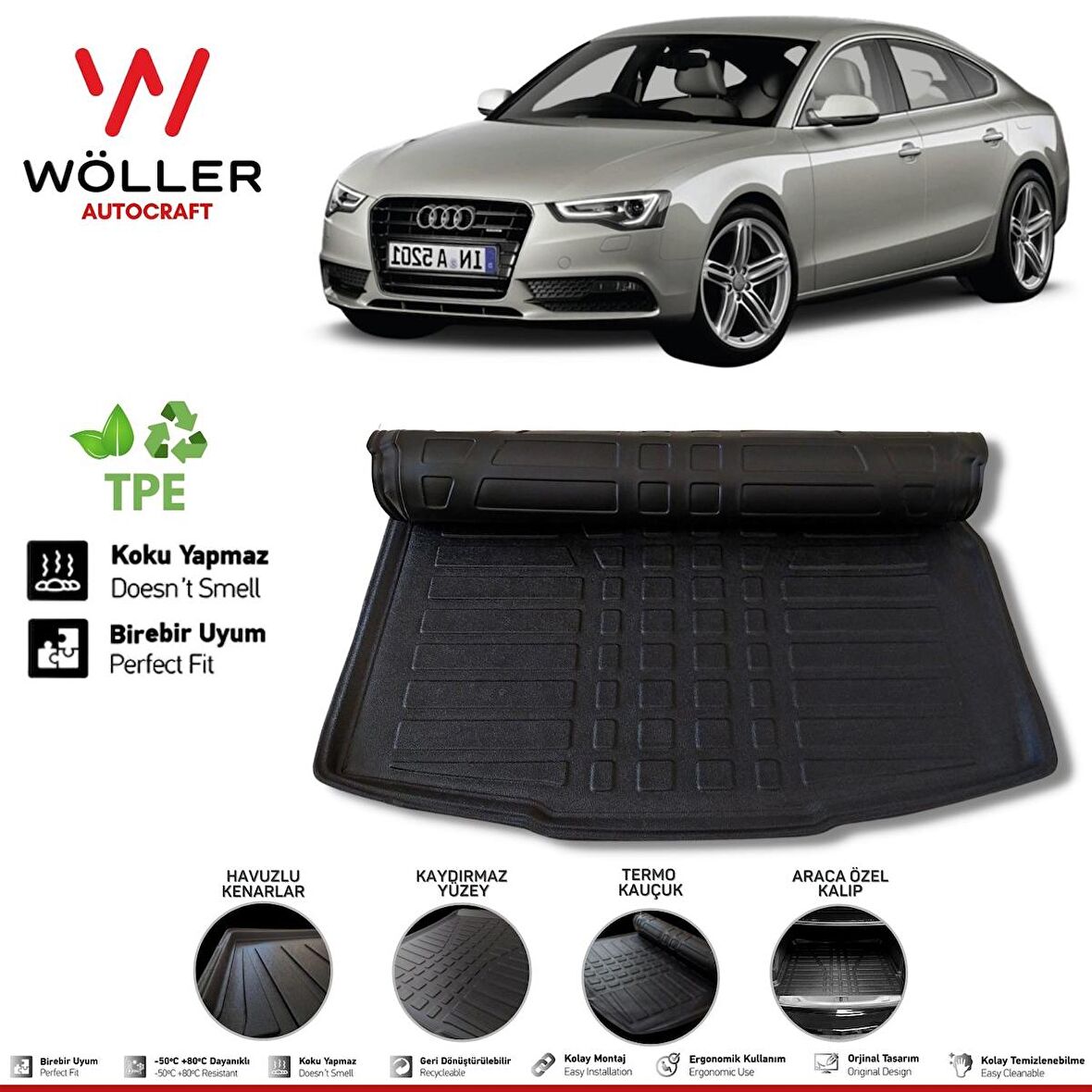 Audi A5 Bagaj Havuzu 2008 2015 Arası 3D Wöller Ultraflex Esnek