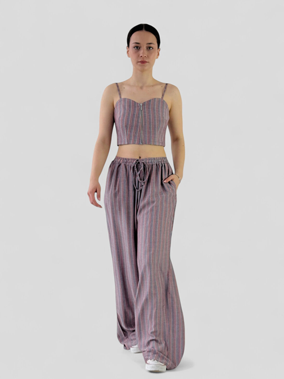 Retrobird Tasarım Bol Kesim Pantolon Kadın Somon