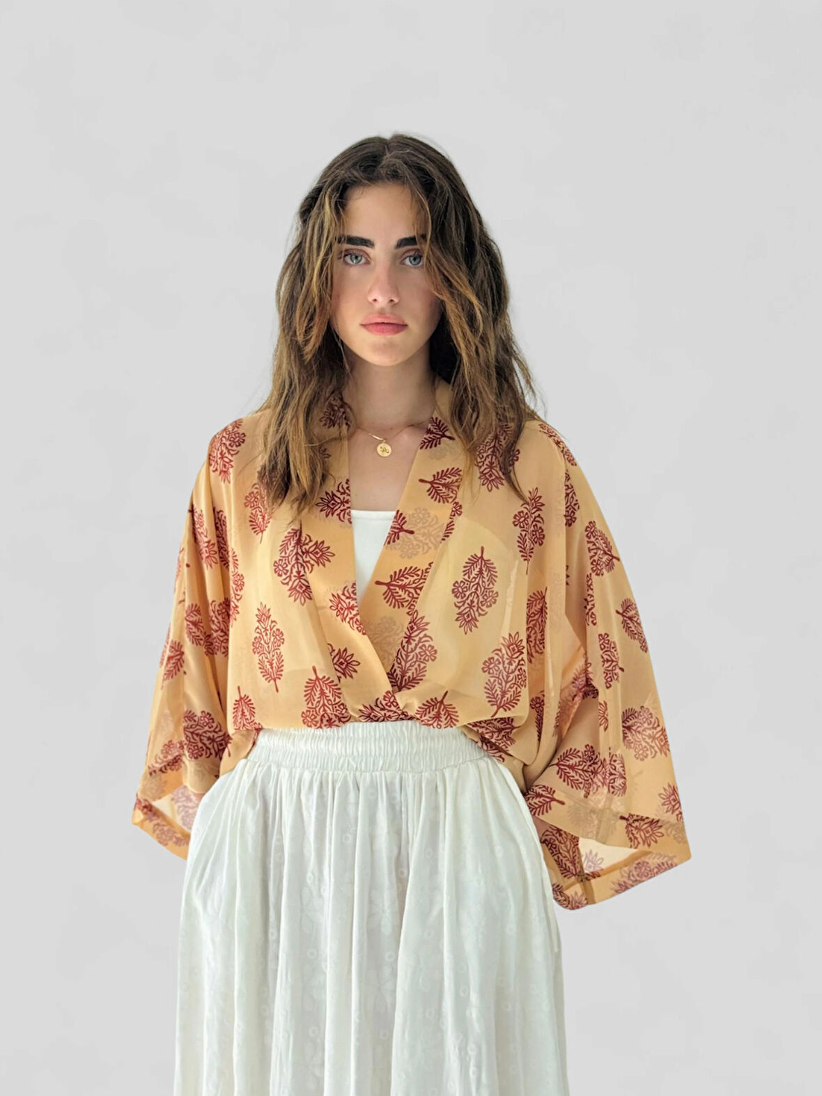 Retrobird Tasarım Mini Kimono Kadın Camel