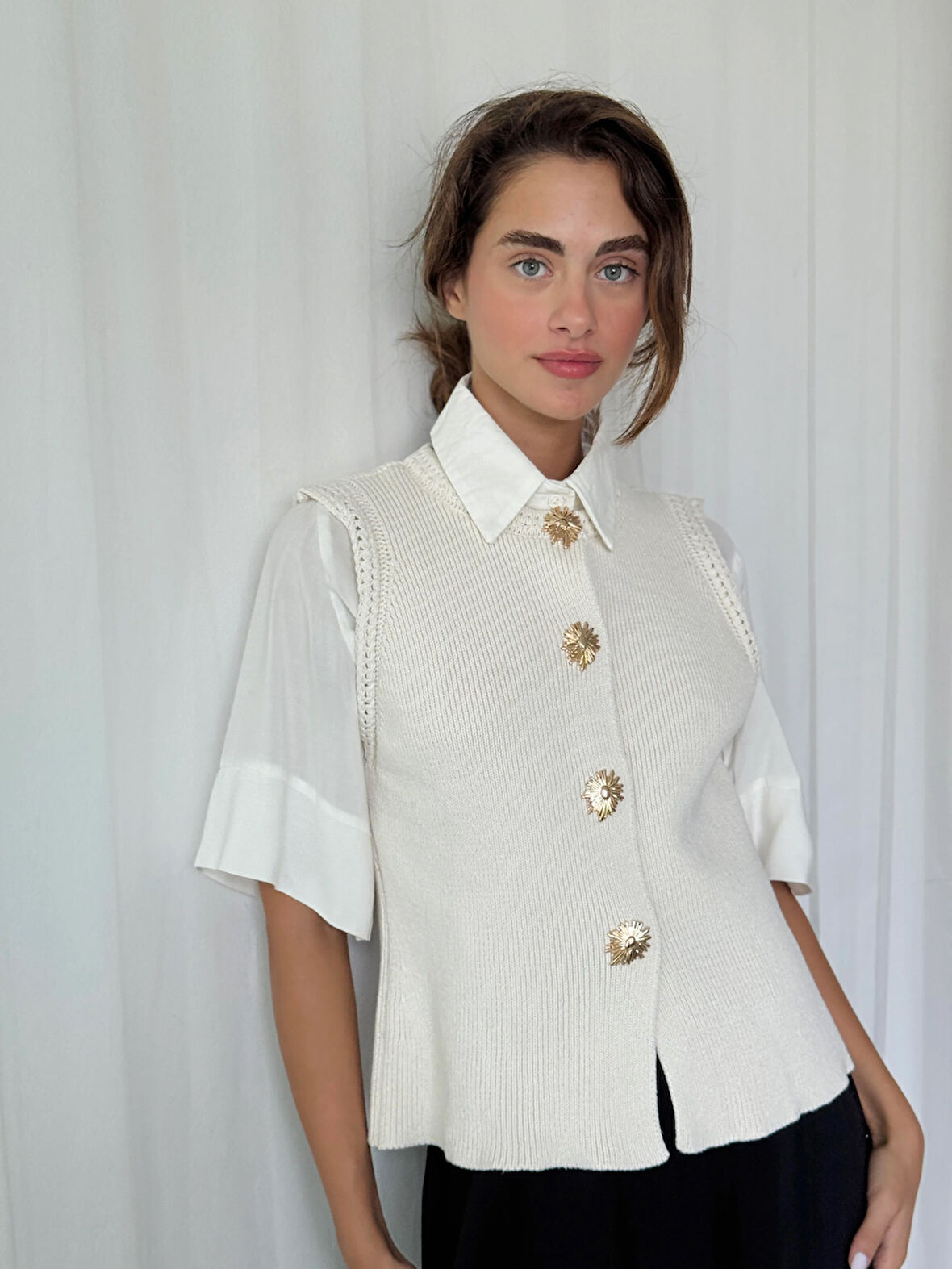 Retrobird Triko Yelek Kadın Krem