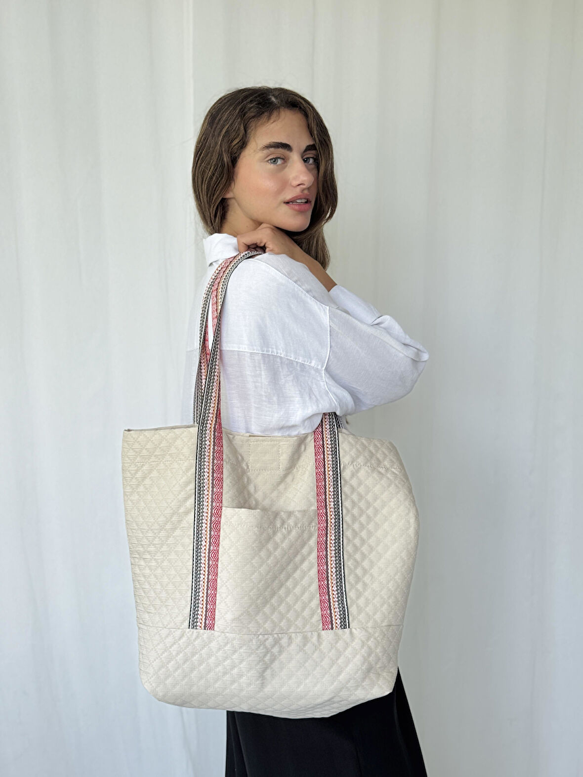 Retrobird Tasarım Kapitone Tote Çanta Shopping Bag Kadın Karışık Renkli