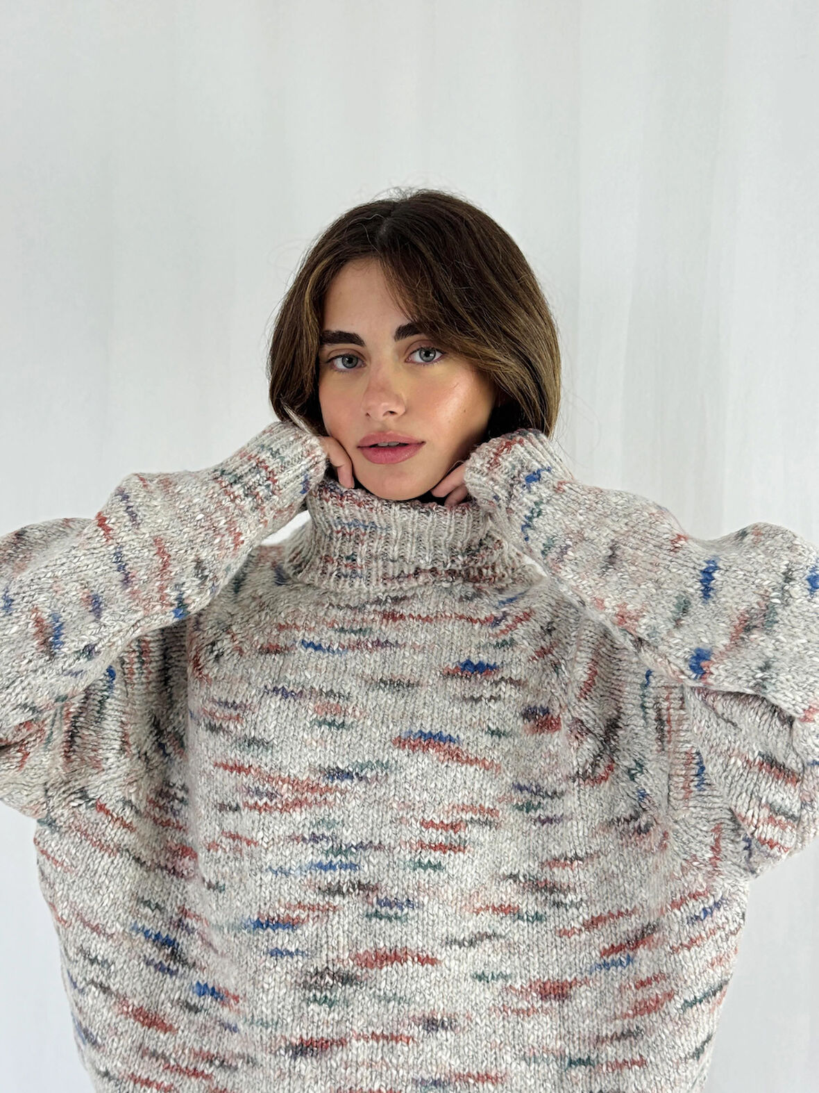 Retrobird Boğazlı Triko Kazak Kadın Karışık Renkli