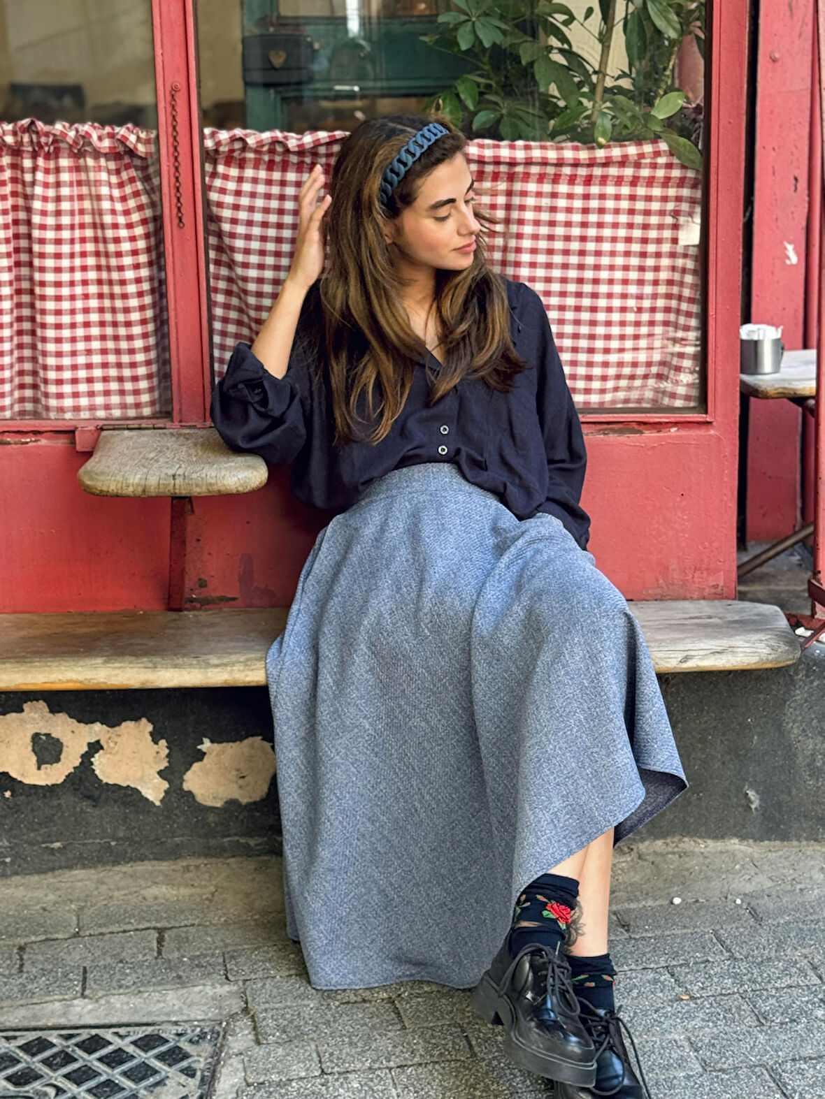 Retrobird Valerie Kışlık Kloş Uzun Etek Kadın Kül Mavi