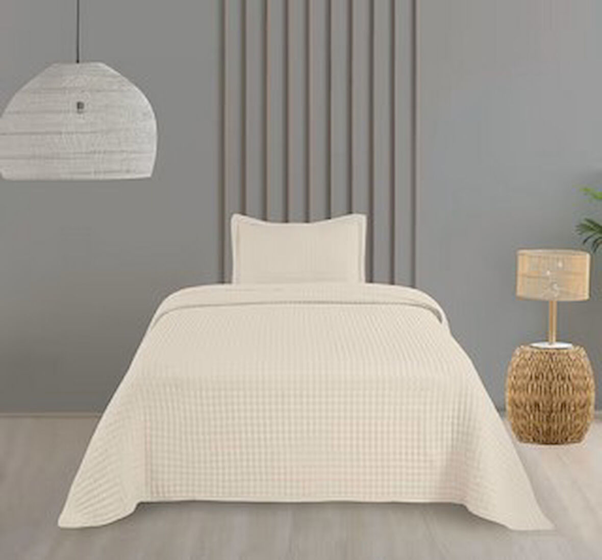 Bella Home Tek Kişilik Sonnia Yatak Örtüsü Seti - Krem