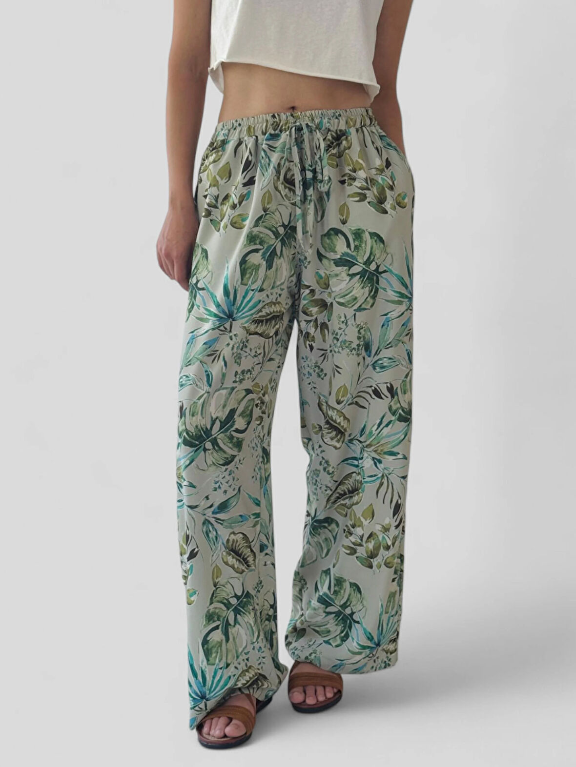 Retrobird Tasarım Bol Kesim Pantolon Kadın Su Yeşili