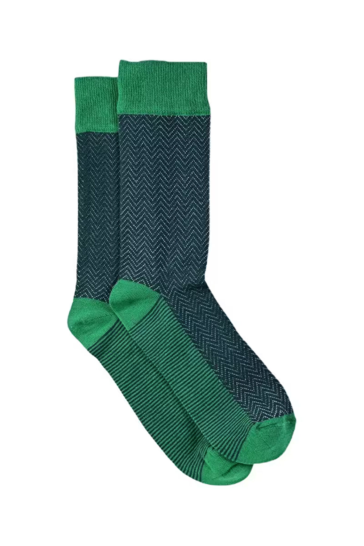 Erkek Füme-Yeşil Blok Desenli Soket Çorap