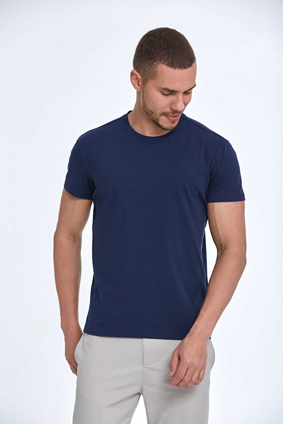 Ezra Basic Erkek Tişört Lacivert