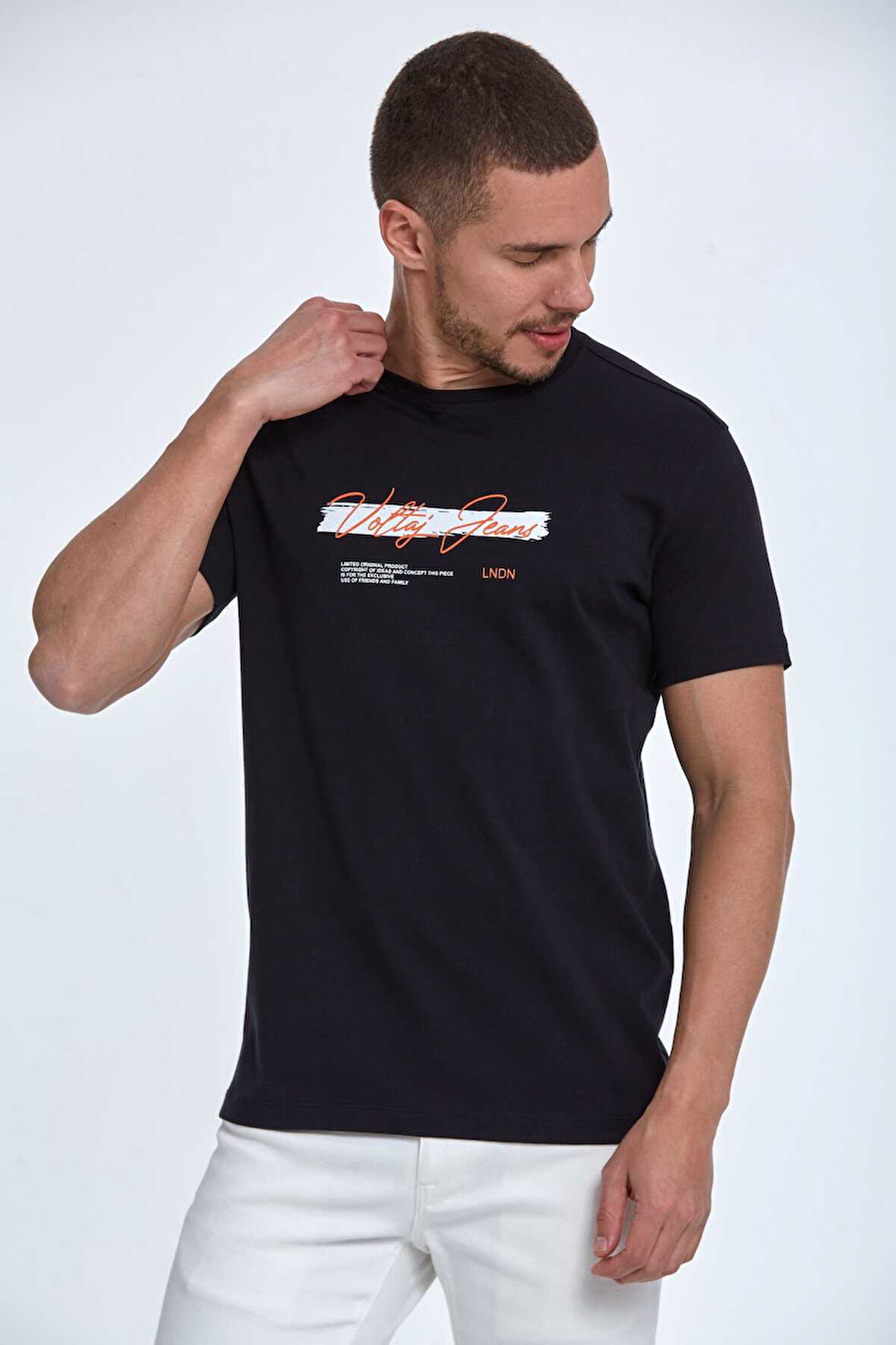 Lupe Baskılı Erkek Tişört Siyah
