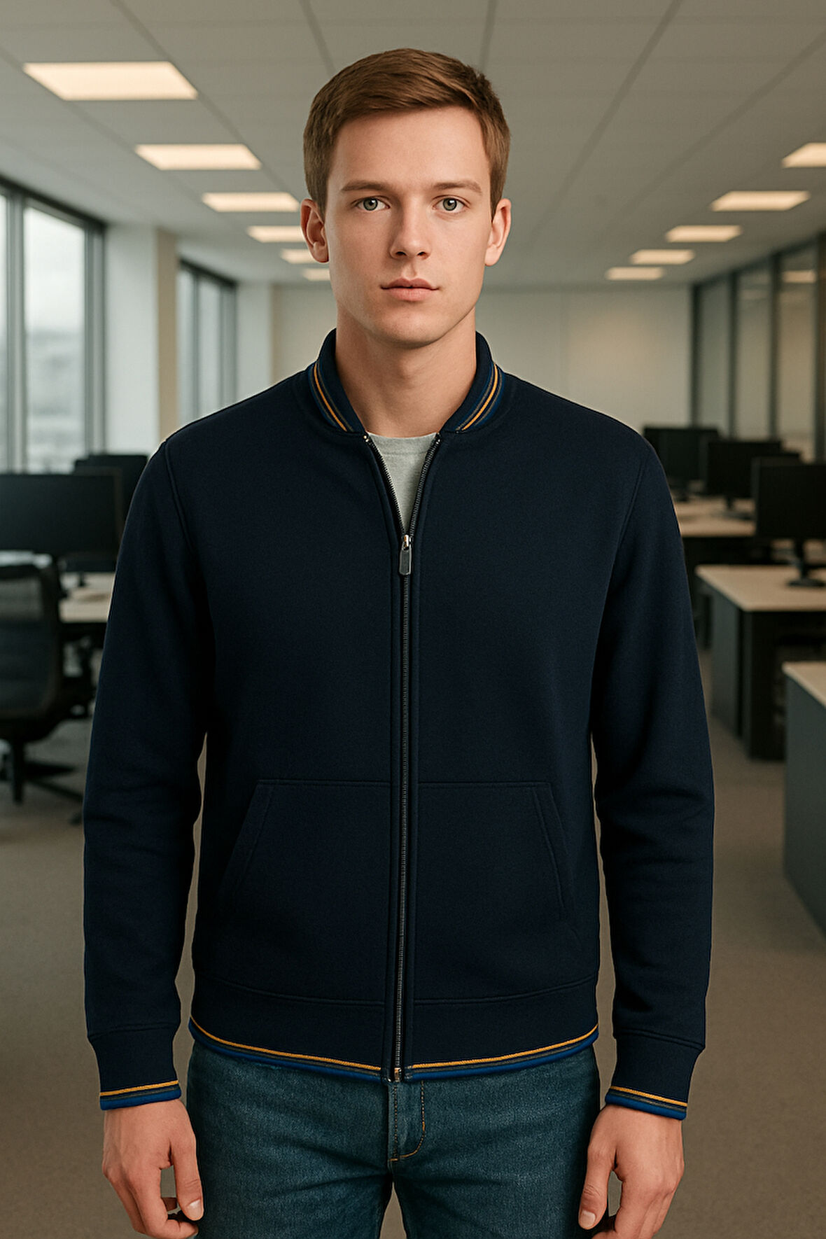 Andy Tam Fermuarlı Sweatshirt Siyah