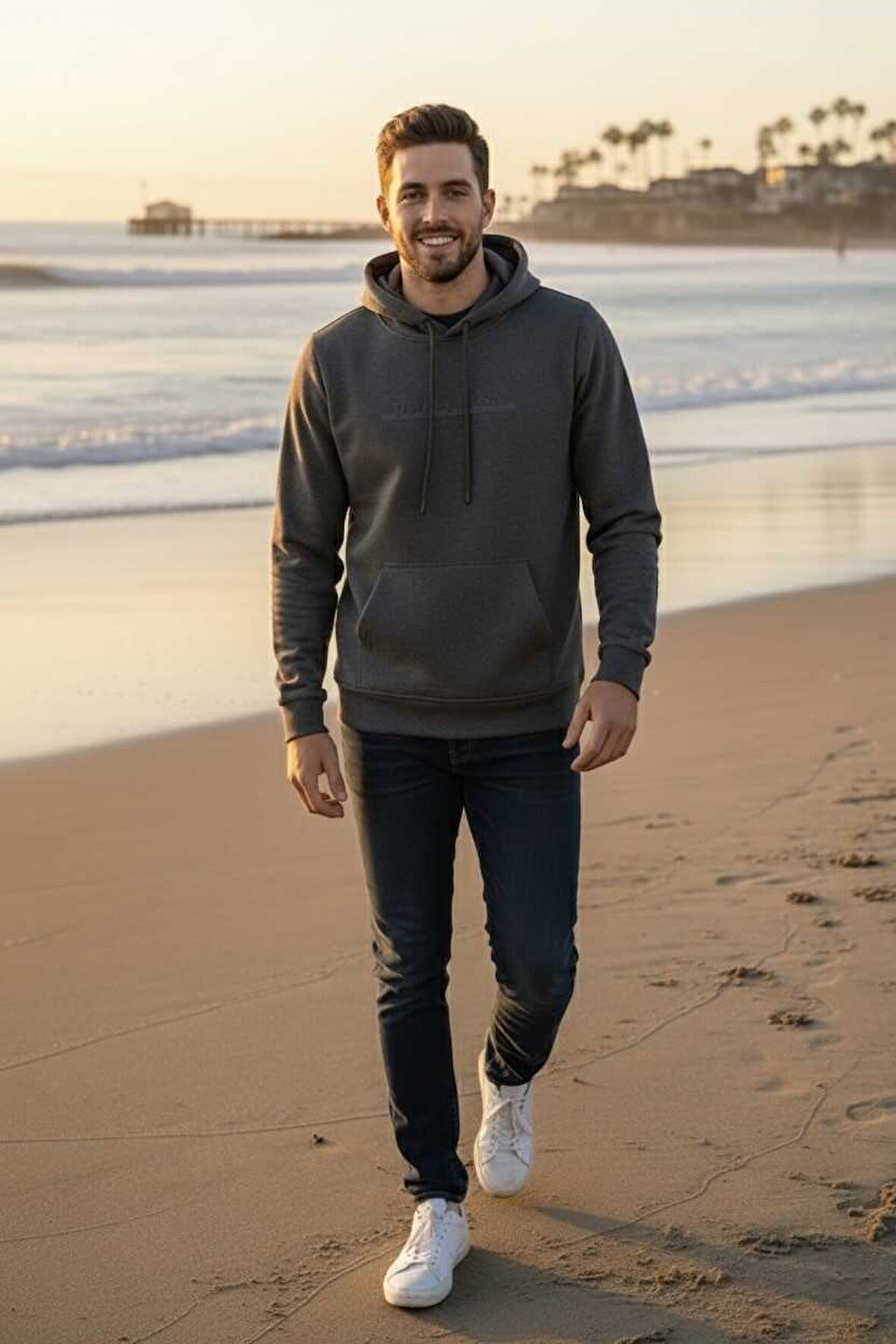 Fern Kapüşonlu Erkek Sweatshirt Antrasit
