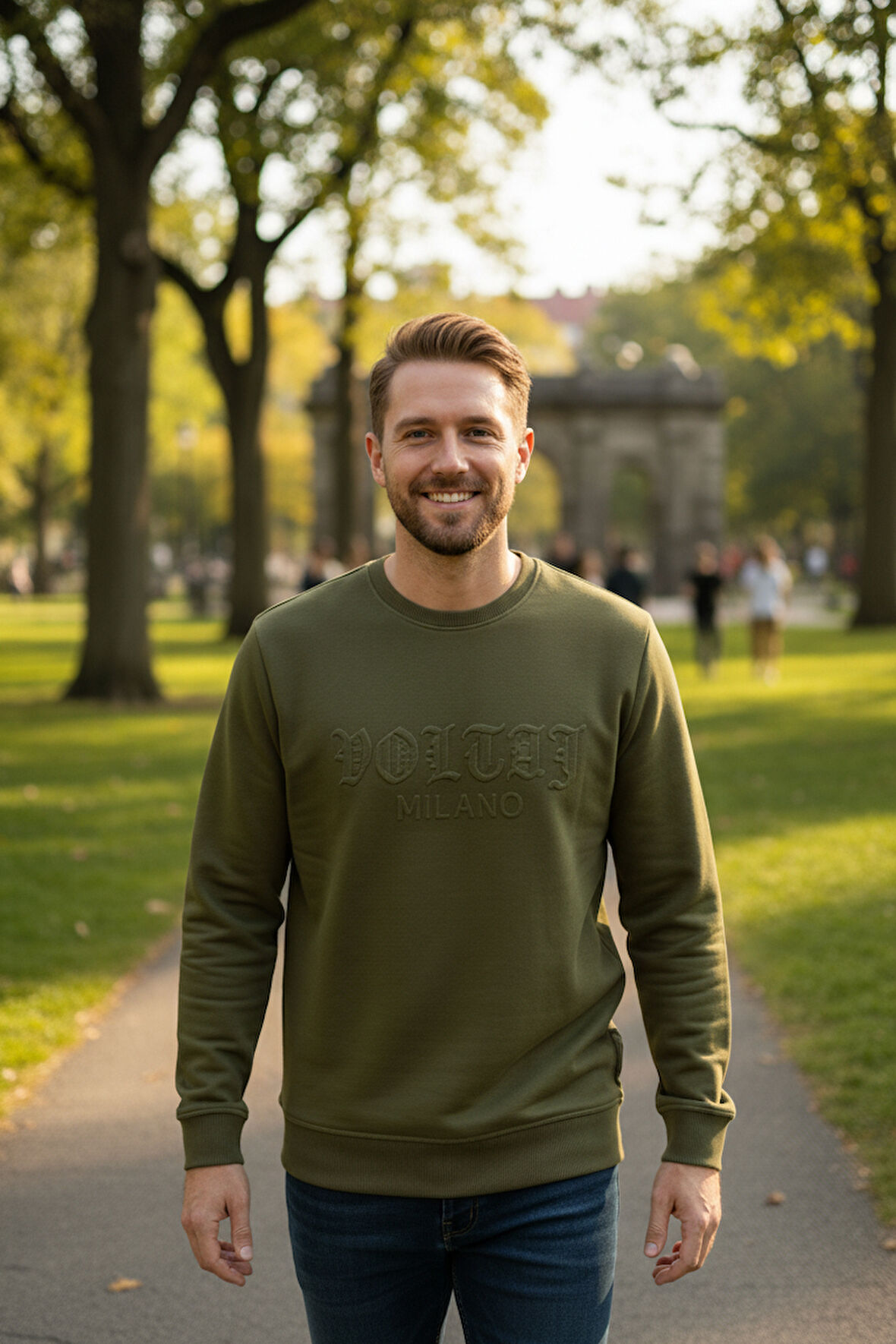 Cora Bisiklet Yaka Erkek Sweatshirt Yeşil