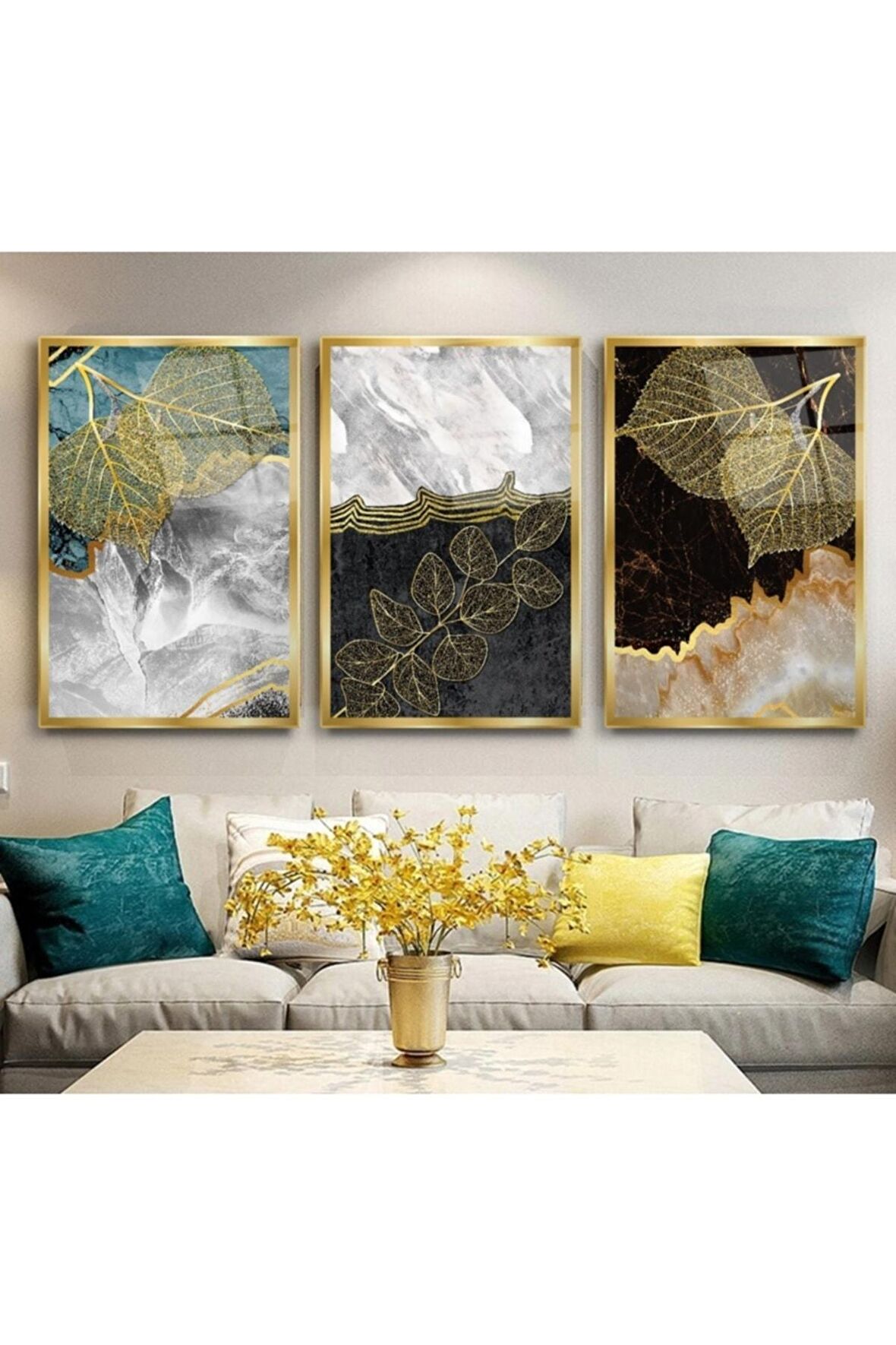 Mermer Desenler Triple Miyrem-Cam Tablo