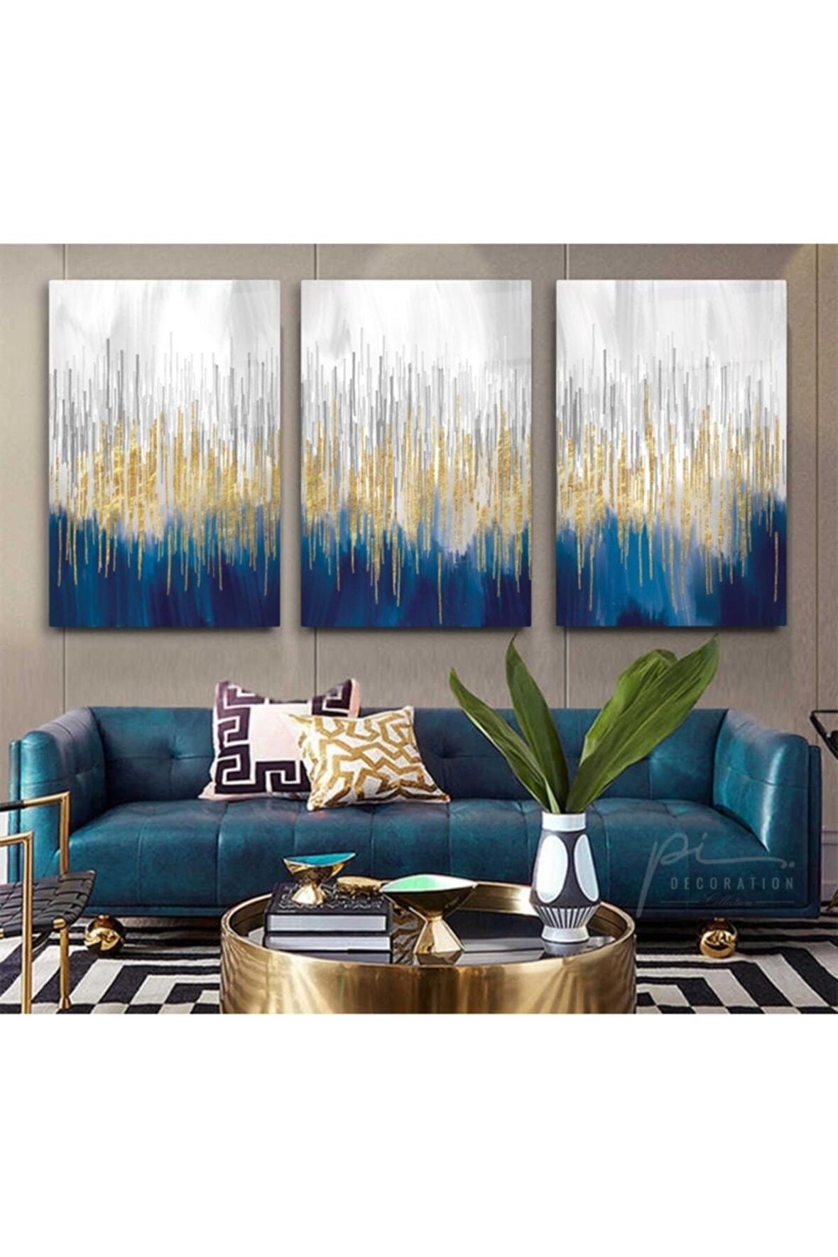 Gold Mavi Triple Miyrem-Cam Tablo