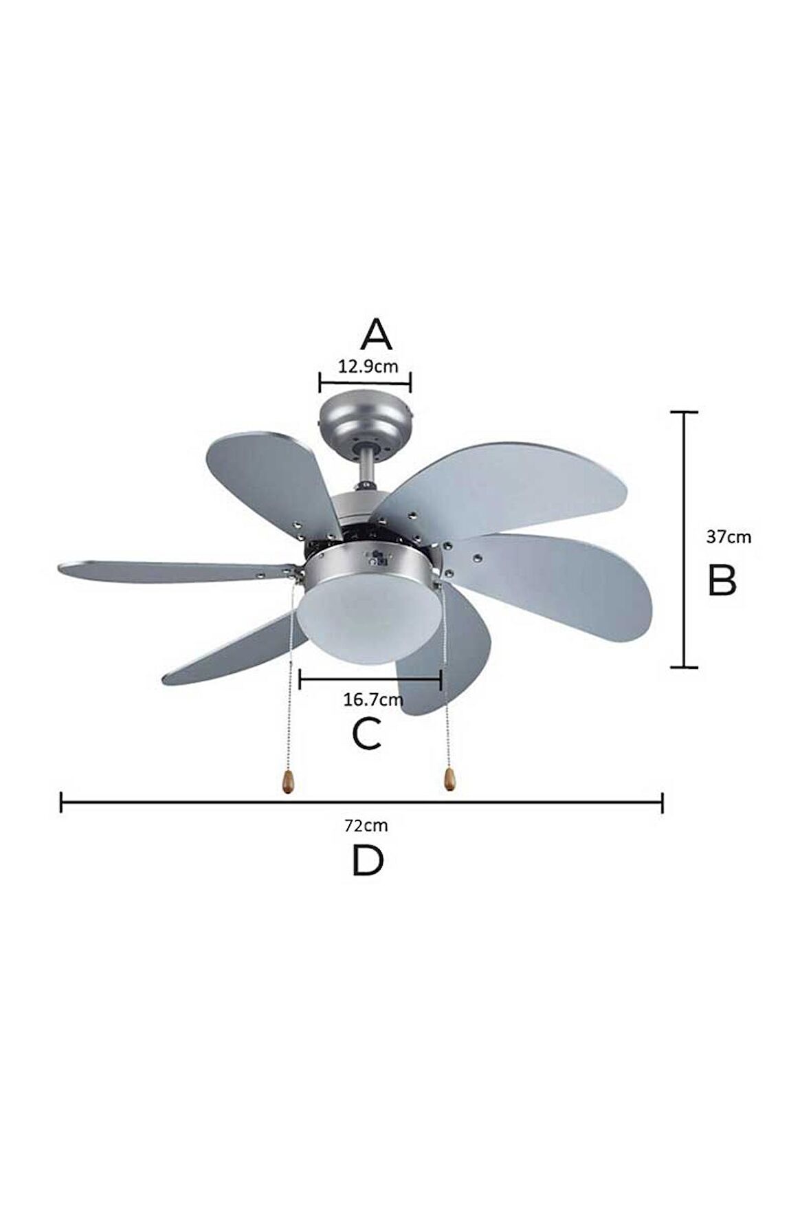 Kcf282 60w Silver 6 Kanatlı Avizeli Tavan vantilatörü