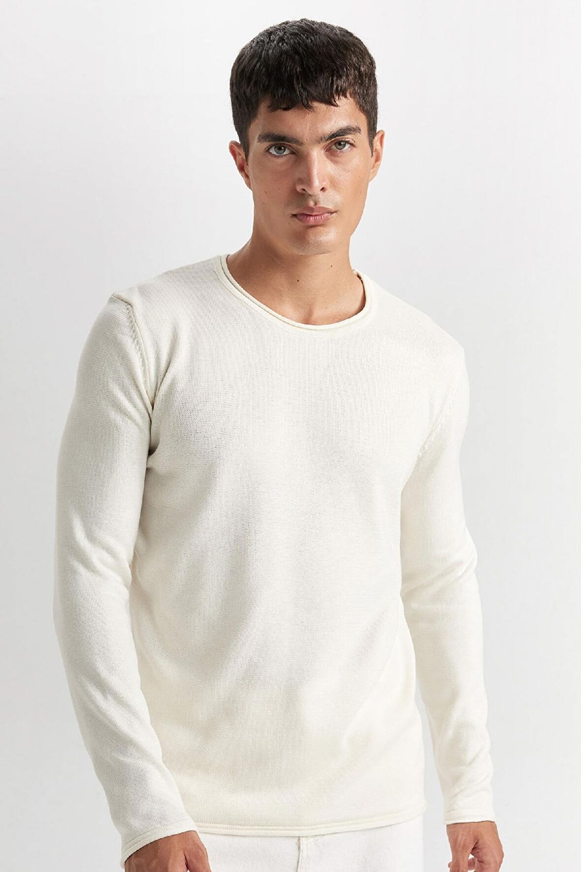 DeFacto Relax Fit Bisiklet Yaka Basic Düz Triko Kazak D3278AX24WNER139