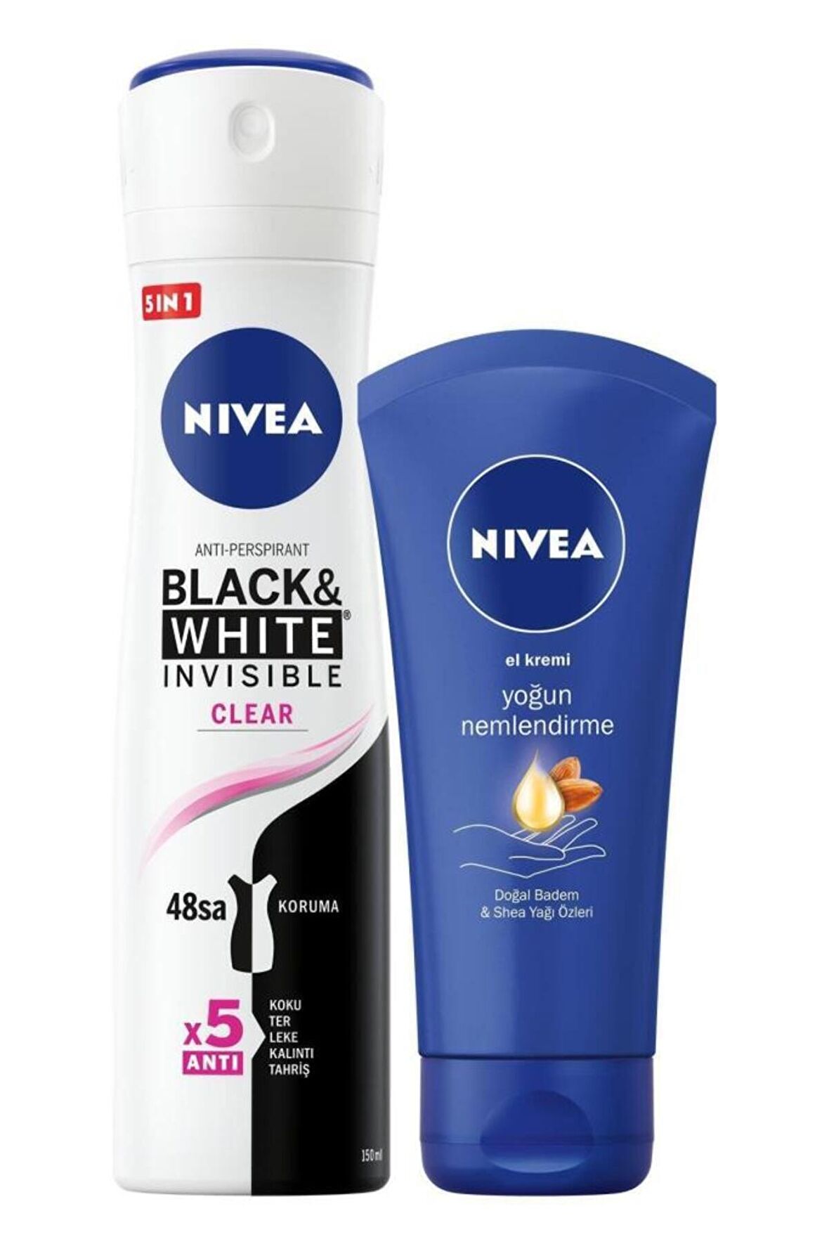 Nivea B&w Clear Kadın Sprey Deodorant 150 ml Nemlendirici El Bakım Kremi 75 ml