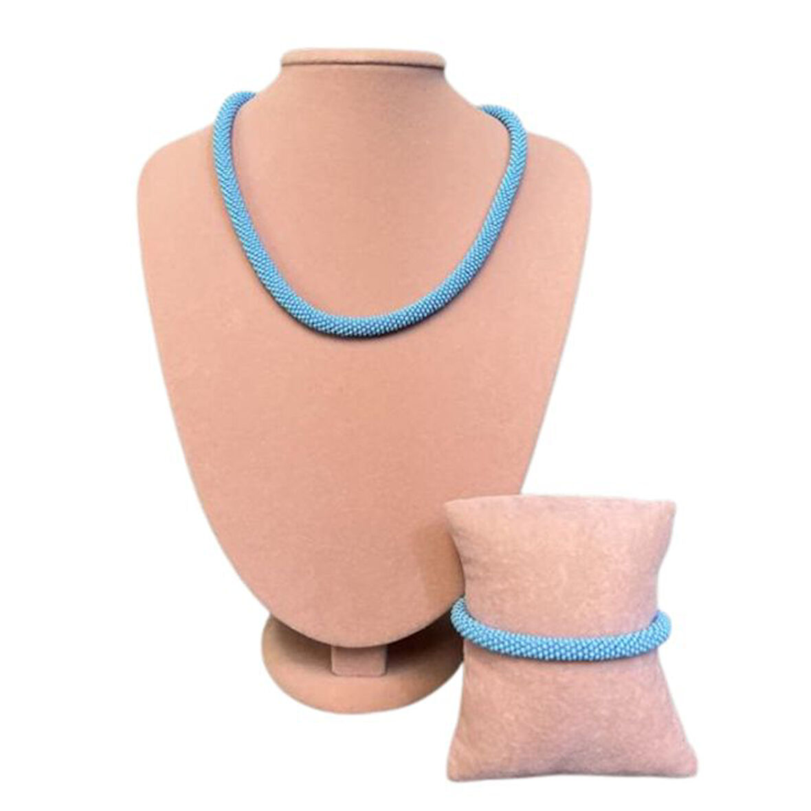 Uretti - Ege 7366 2637 El Yapımı Kum Boncuk Kolye ve Bileklik 2'li Set / 22 cm