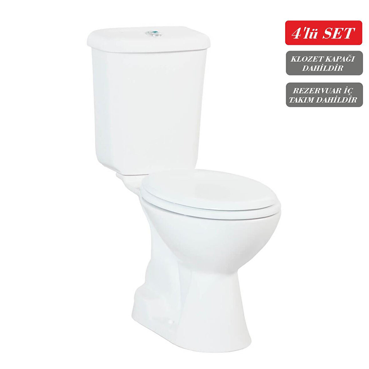 Creavit Pitta Alttan Çıkışlı Klozet + Rezervuar + İç Takım + Çınar TP Yavaş Kapanan Kapak 4 'lü Set