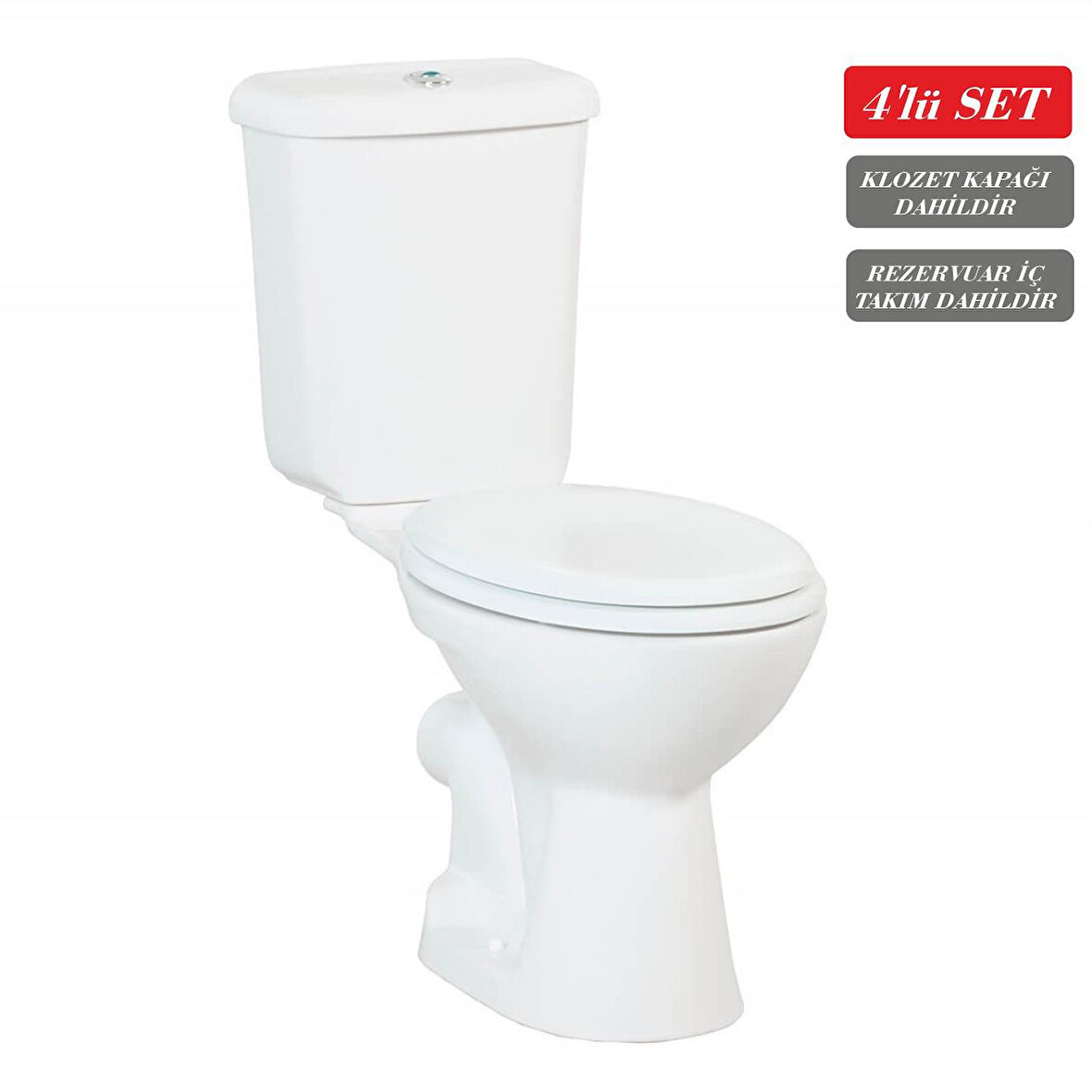 Creavit Pitta Arkadan Çıkışlı Klozet + Rezervuar + İç Takım + Çınar TP Yavaş Kapanan Kapak 4 'lü Set
