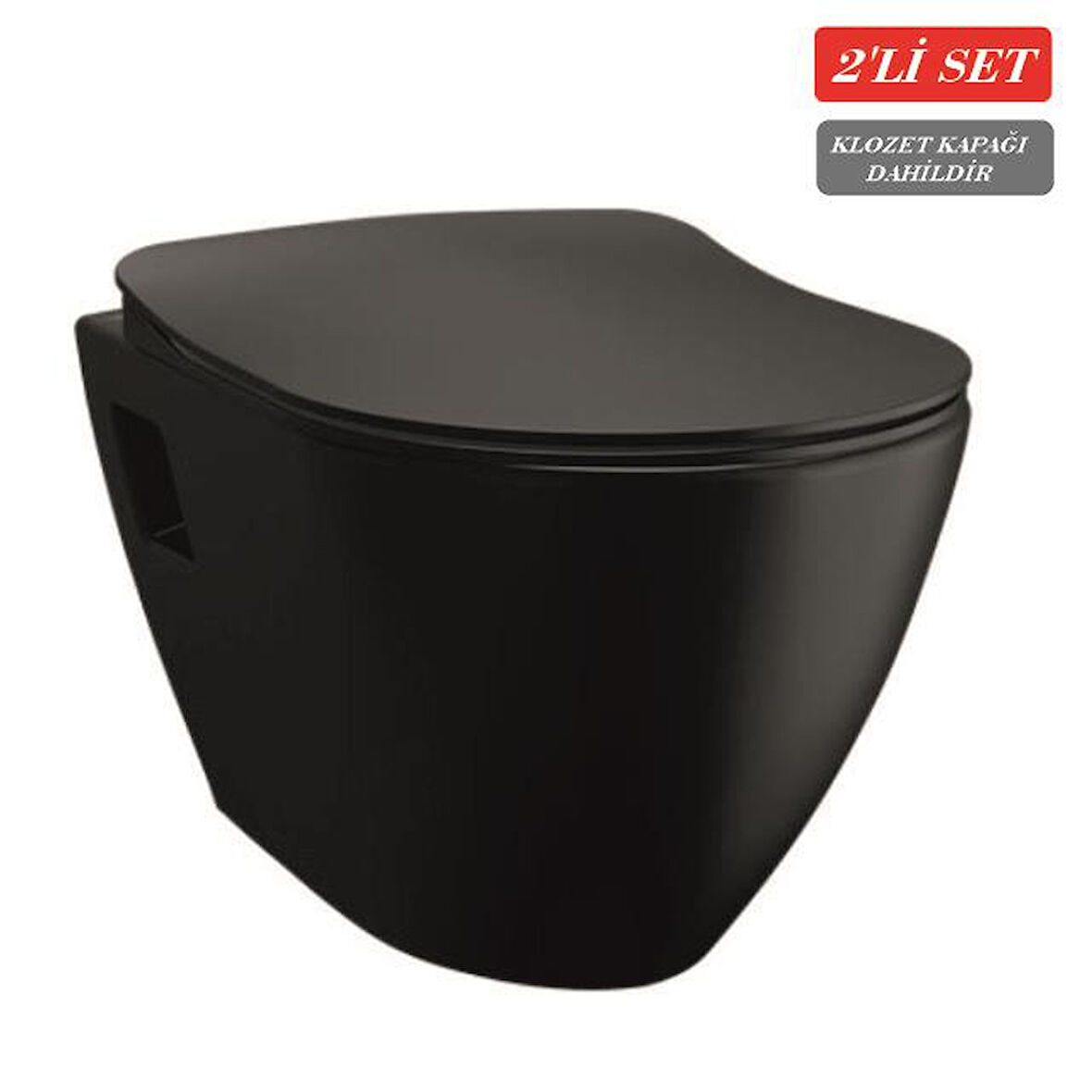 Creavit Terra Asma Klozet (TP325.SM) Mat Siyah + Duck Yavaş Kapanan Kapak Mat Siyah 2'li Set