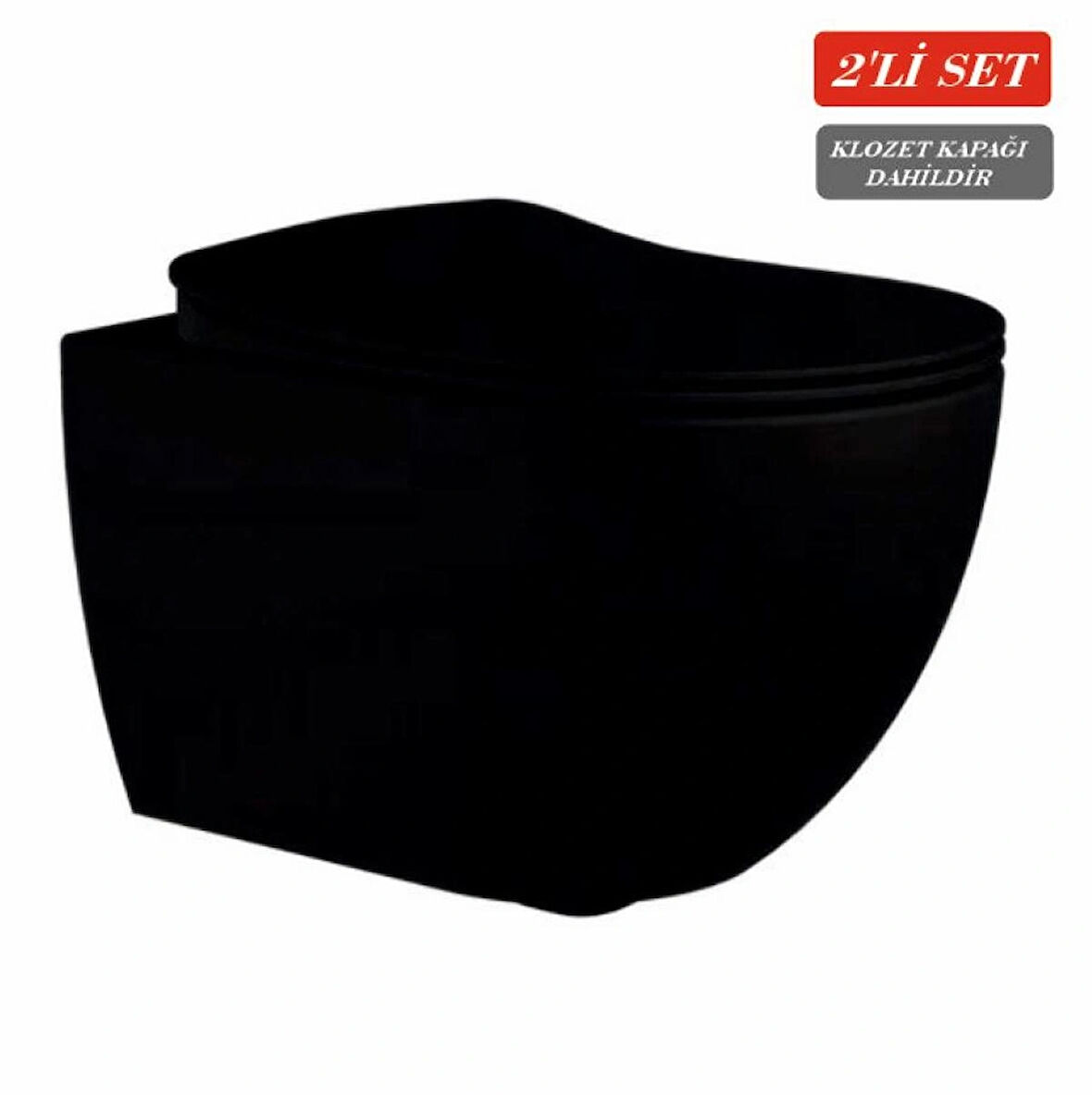 Creavit Free Rim-Off Kanalsız Asma Klozet (FE322.SM) Mat Siyah + Duck Yavaş Kapanan Kapak Mat Siyah 2'li Set