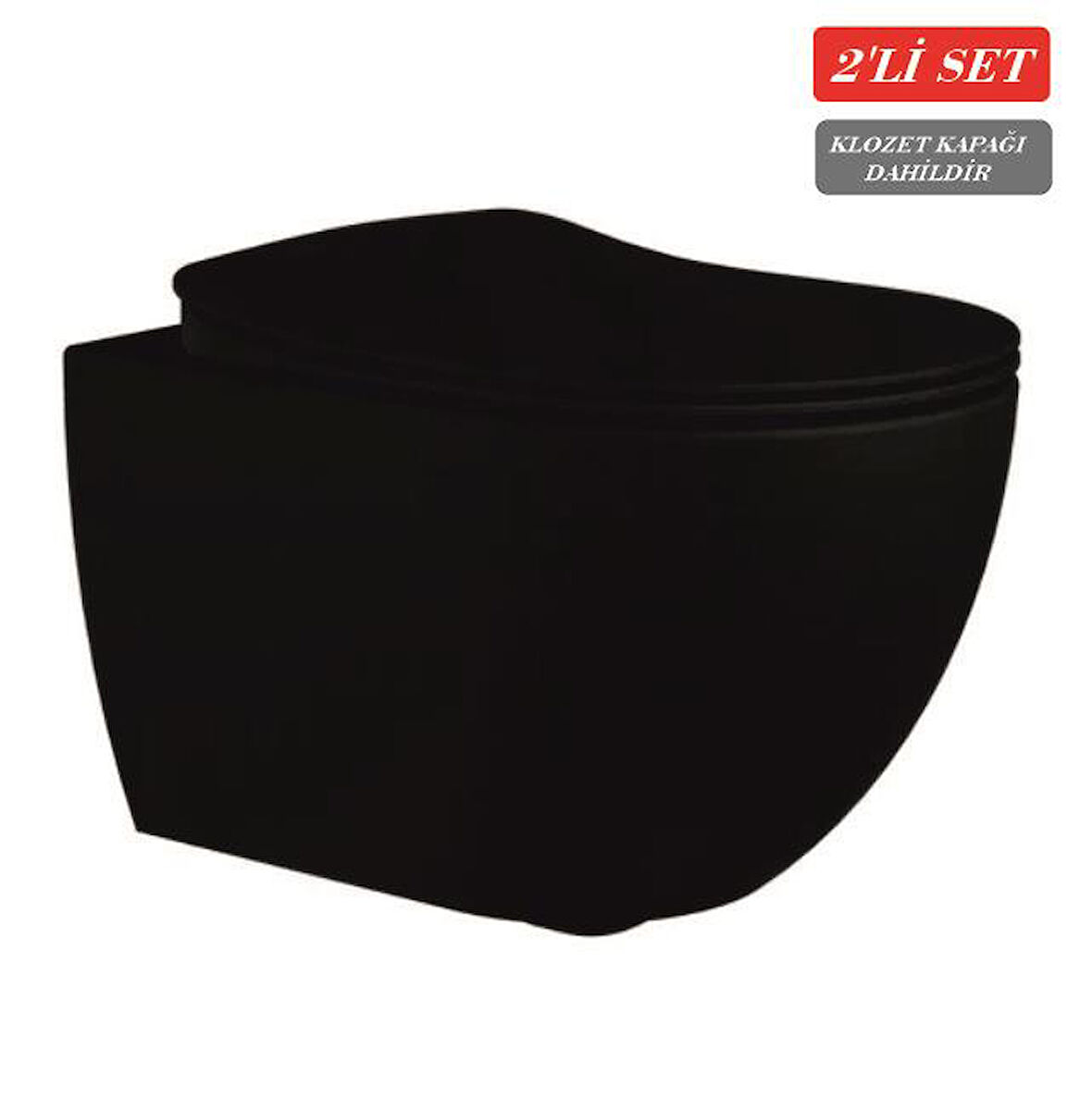 Creavit Free Asma Klozet (FE320.SM) + Duck Yavaş Kapanan Kapak Mat Siyah 2'li Set