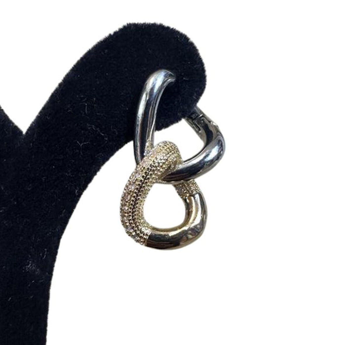 Uretti - İREM 3914 1582 Zirkon Taş Detaylı İki Halka Tasarım Sallantılı Çelik Küpe