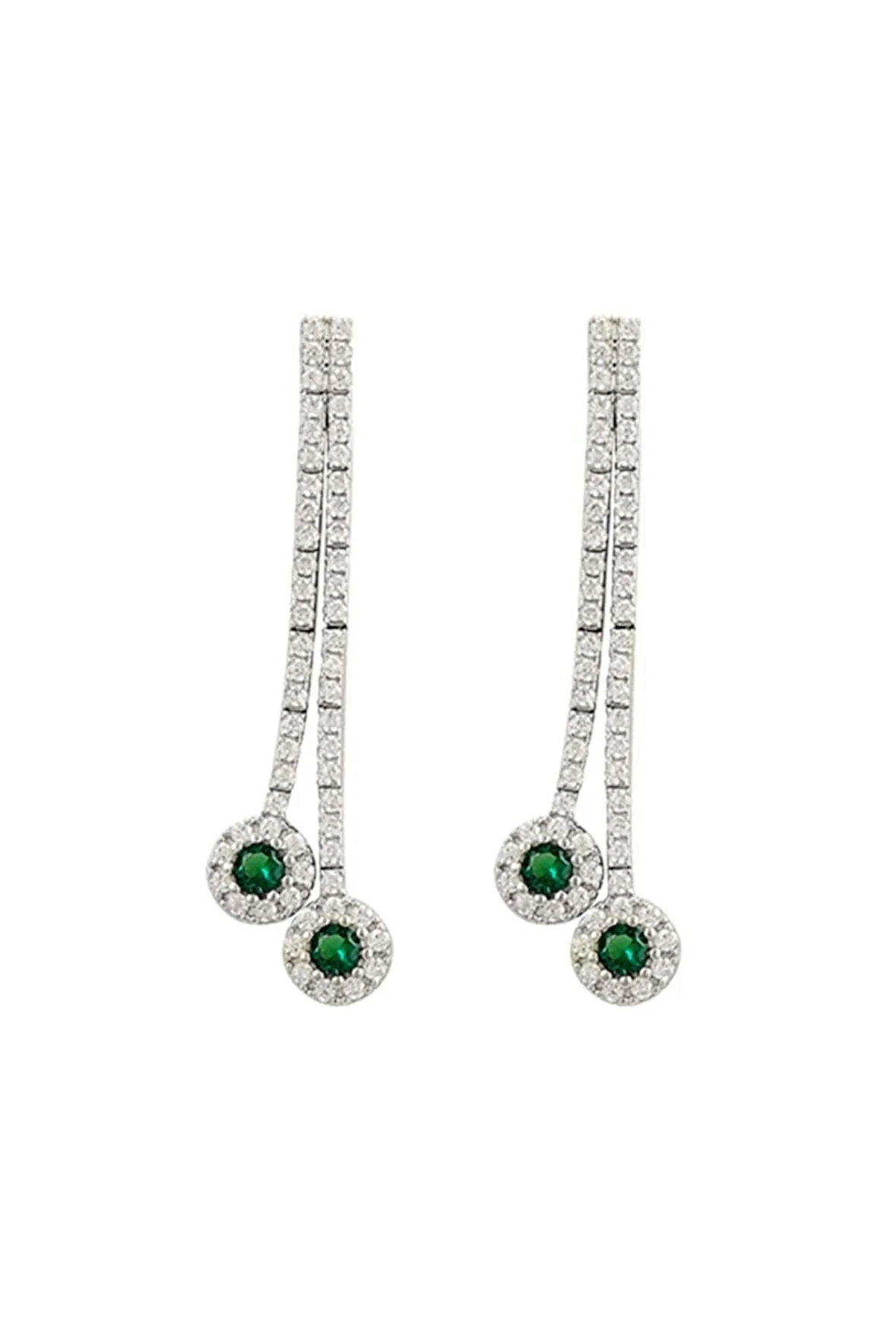 Ikarus Zümrüt Taşlı Kadın Gümüş Küpe