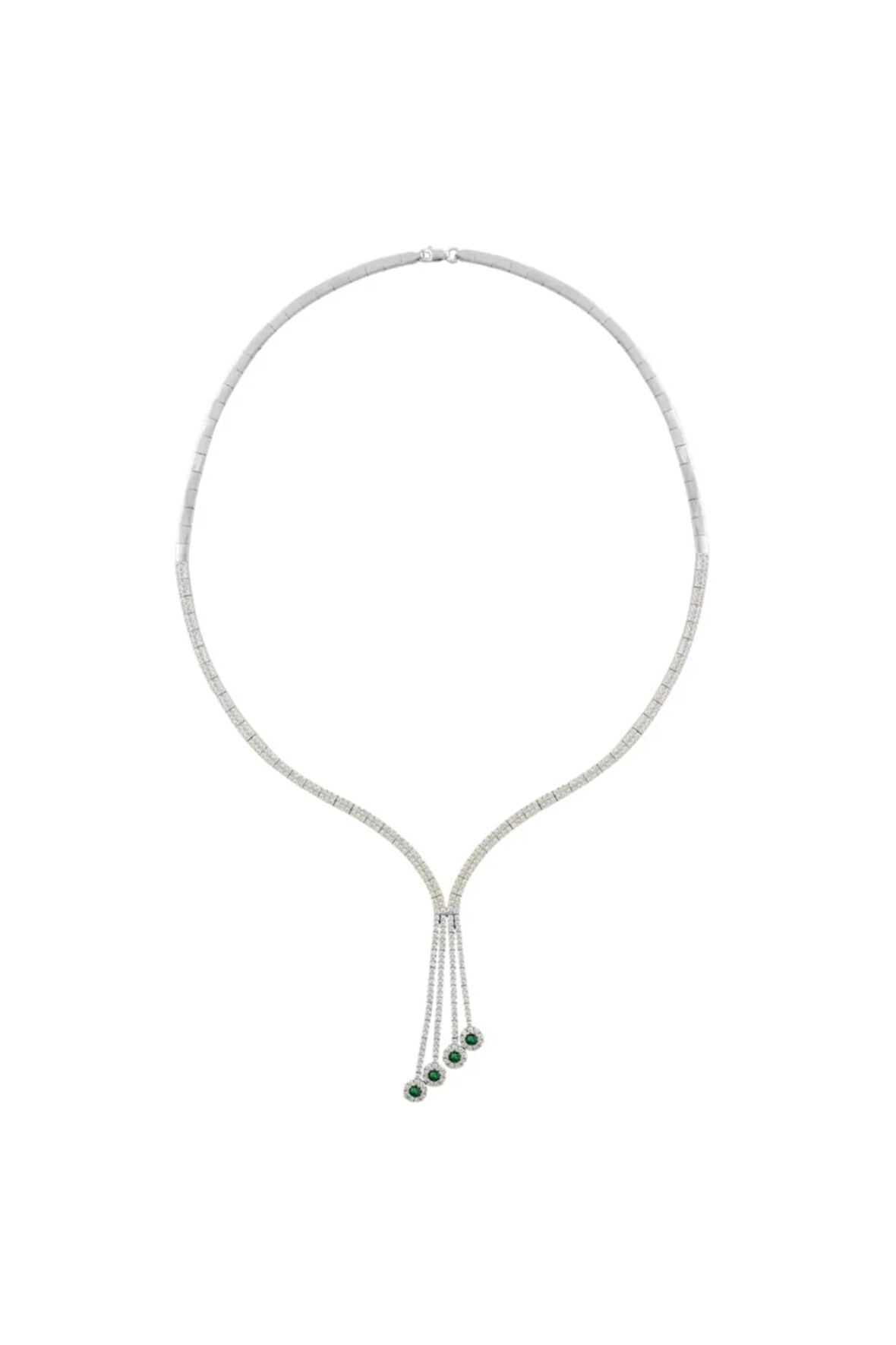 Ikarus Zümrüt Taşlı Kadın Gümüş Kolye