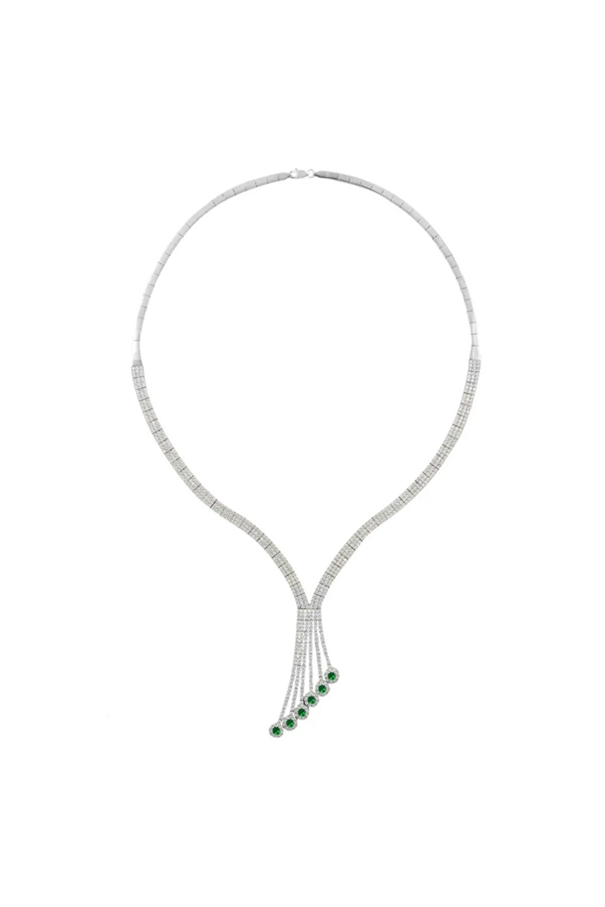 Celena Zümrüt Taşlı Kadın Gümüş Kolye