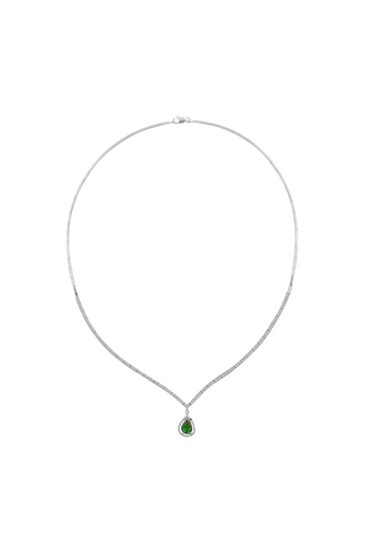 Venessa Zümrüt Taşlı Kadın Gümüş Kolye