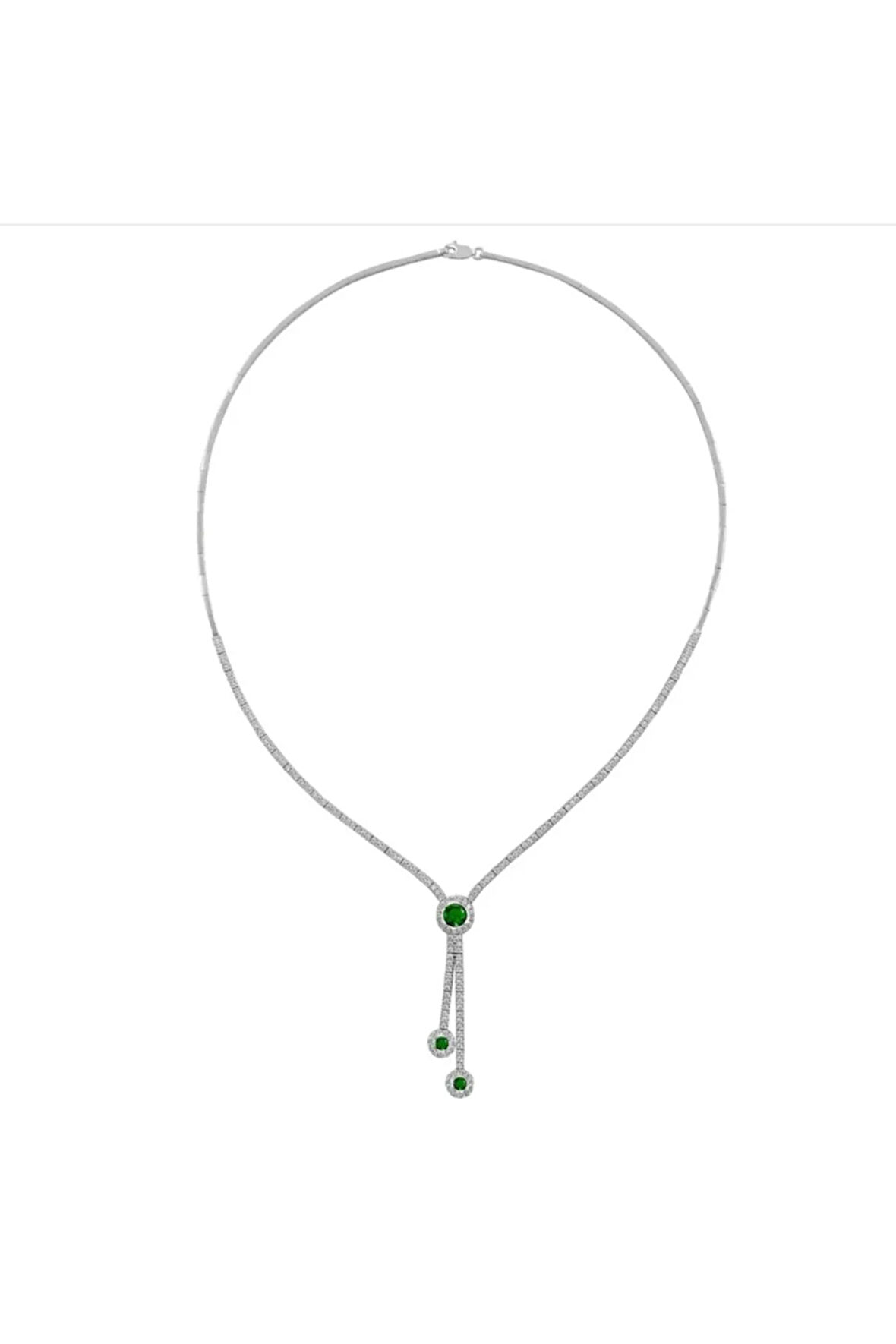 Selen Zümrüt Taşlı Kadın Gümüş Kolye