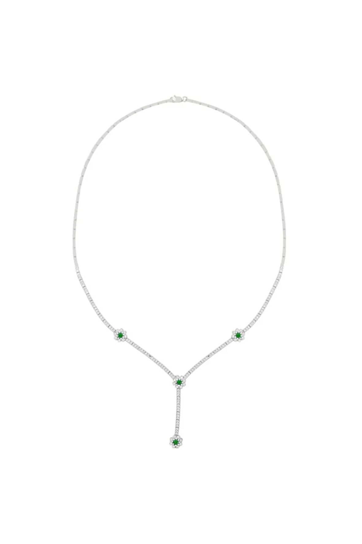 Ahenk Zümrüt Taşlı Kadın Gümüş Kolye