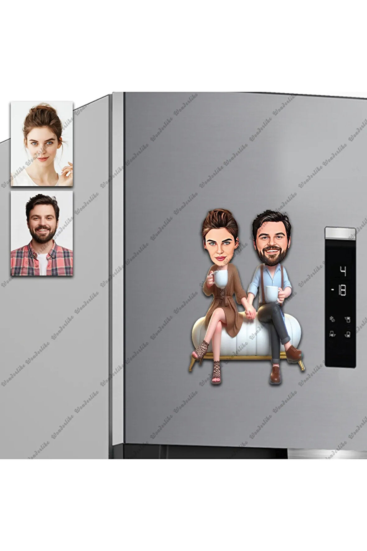 2 Kişi Bay Tasarımlı Buzdolabı Magneti/resim Gönder Magnet Olsun