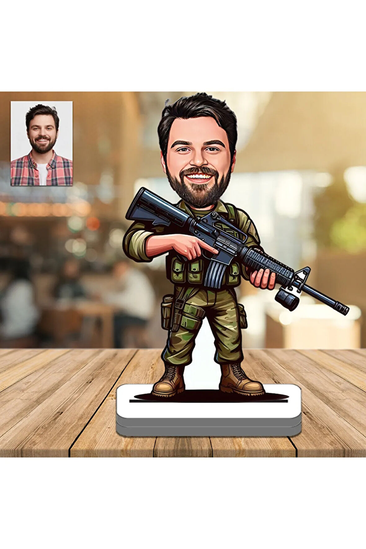 Asker 3D Ahşap Biblo,Sevgiliye Hediye,Doğum Günü Hediyesi