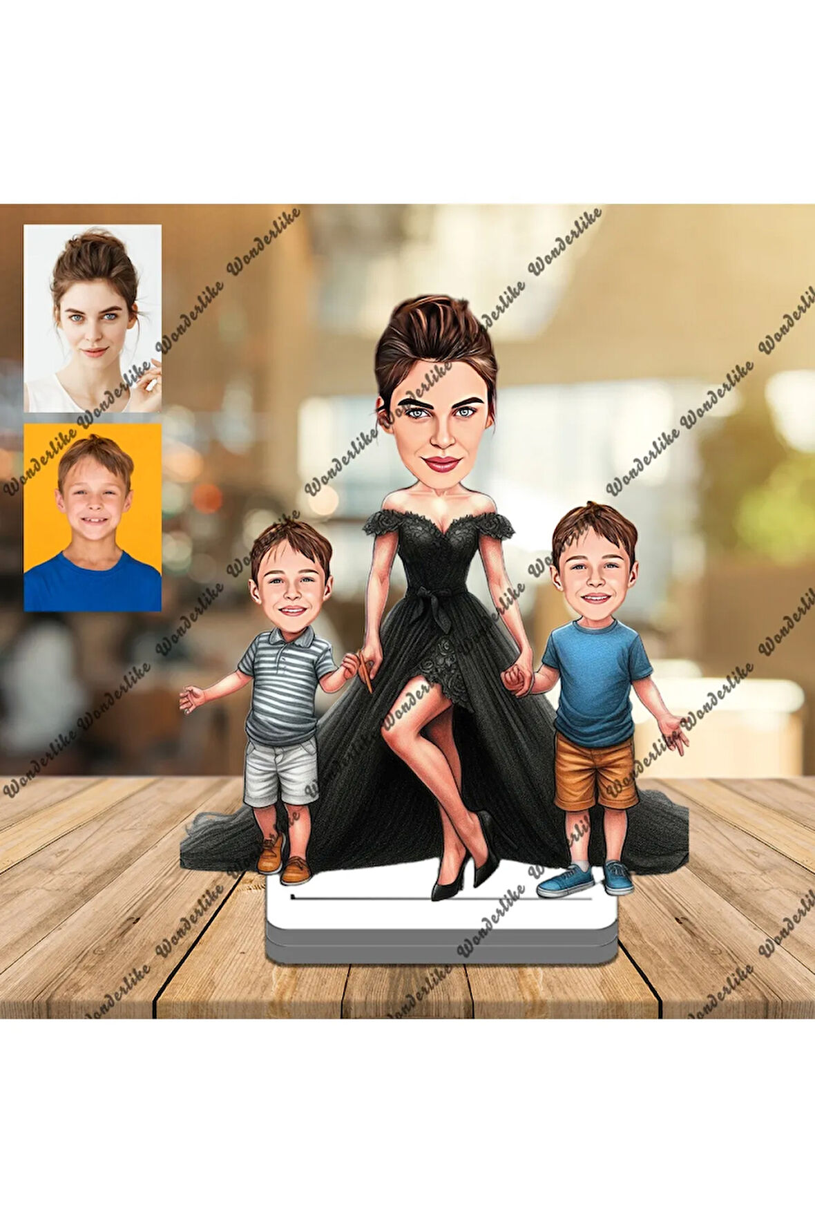 Anne Ve Oğulları 3D Ahşap Biblo,Sevgiliye Hediye,Doğum Günü Hed
