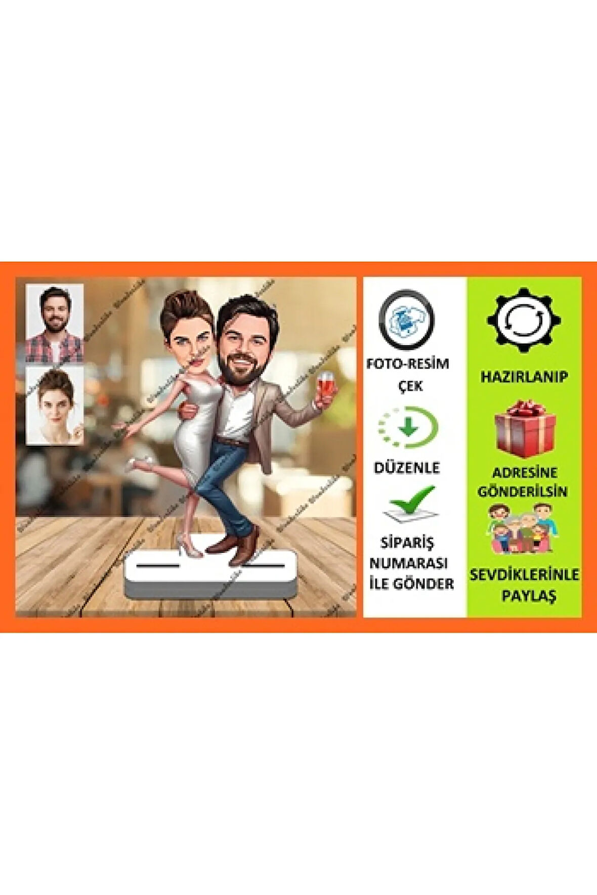 Sevgili Eş Karikatür Biblo,Sevgiliye Hediye,Doğum Günü Hediyesi