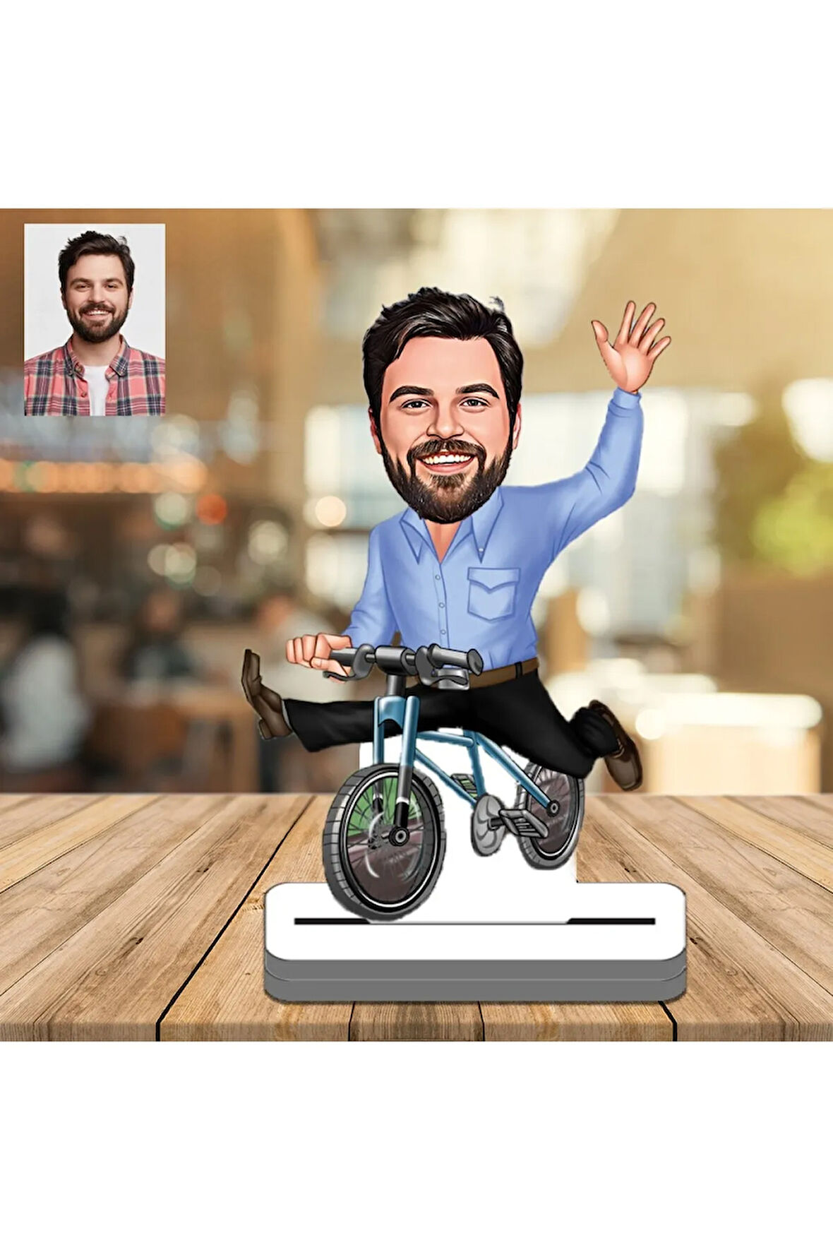 Bisikletli 3D Ahşap Biblo,Sevgiliye Hediye,Doğum Günü Hediyesi