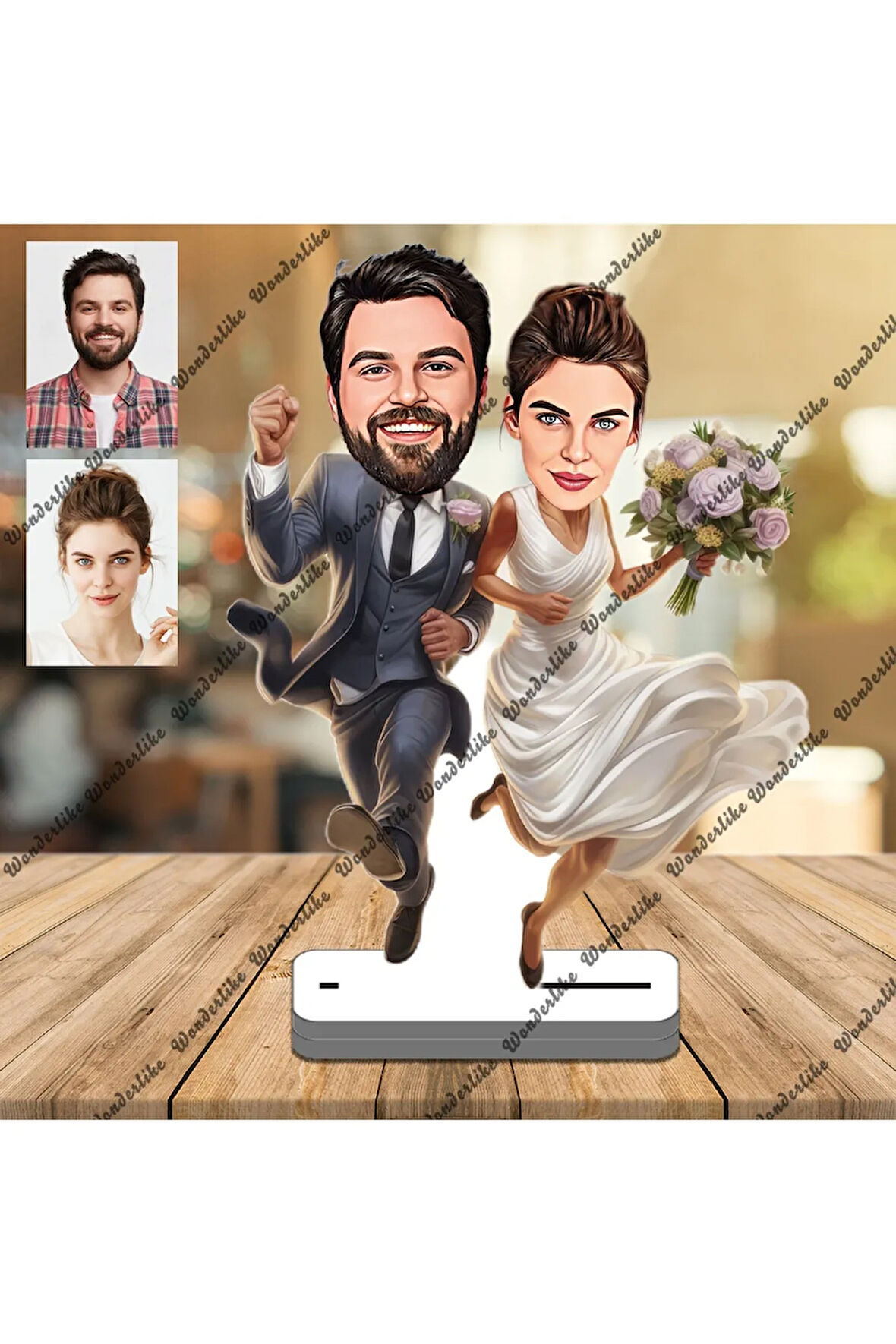 Gelin Damat 3D Ahşap Biblo,Sevgiliye Hediye,Doğum Günü Hediyesi