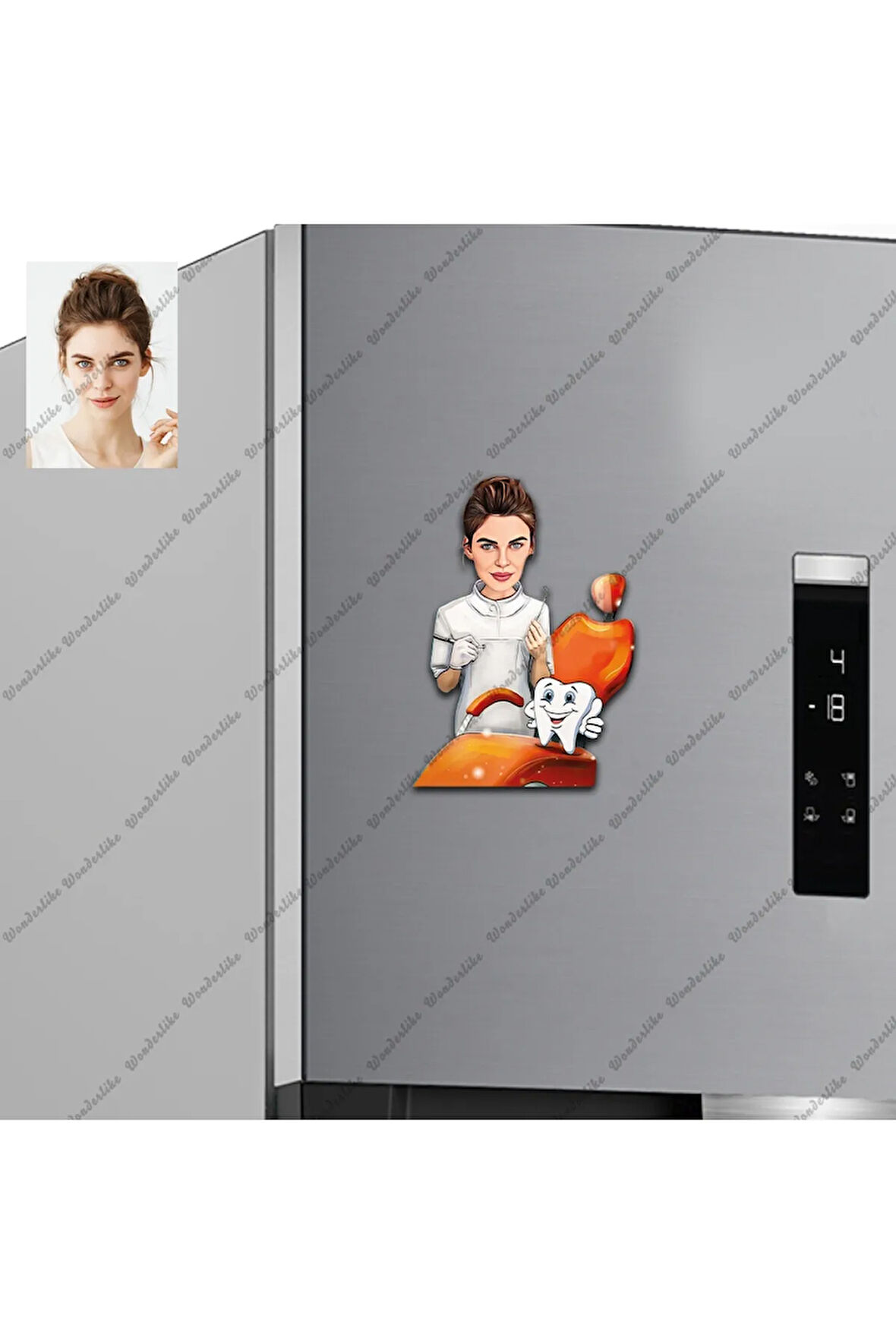 Diş Doktoru Dişçi Tasarımlı Buzdolabı Magneti/Resim Gönder Magnet Olsun